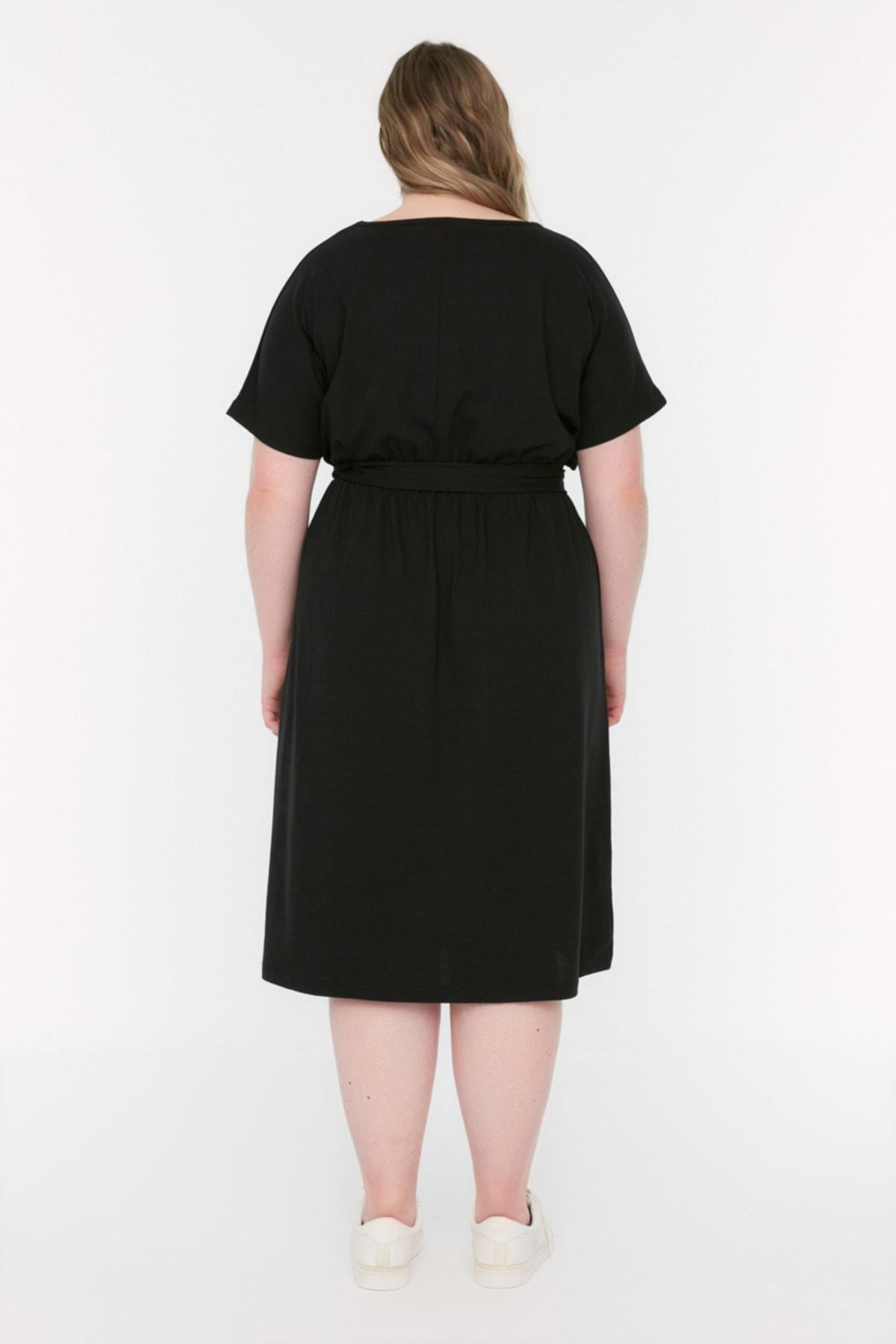 Black A-Line Plus Size Dress, , large image number 4