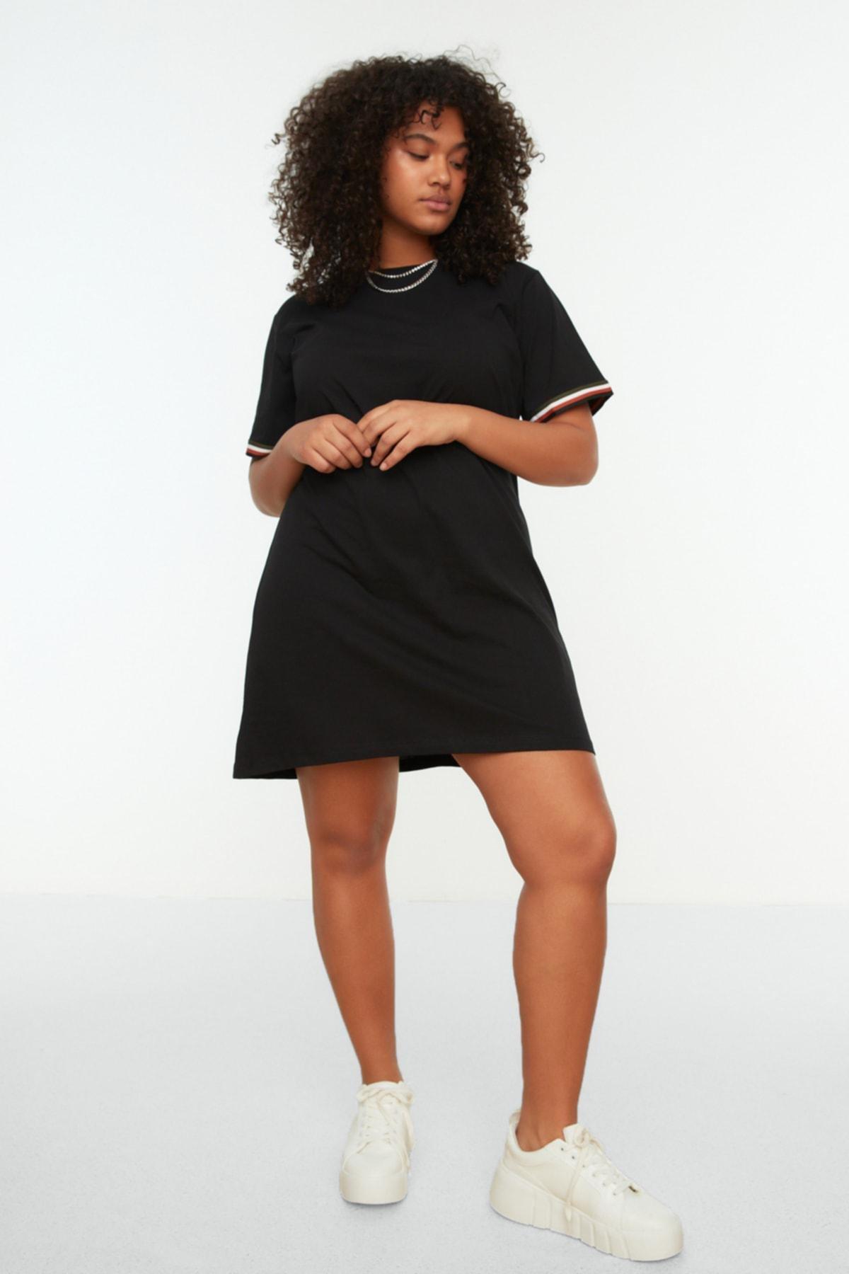 Black Basic Plus Size Mini Dress, , large image number 3