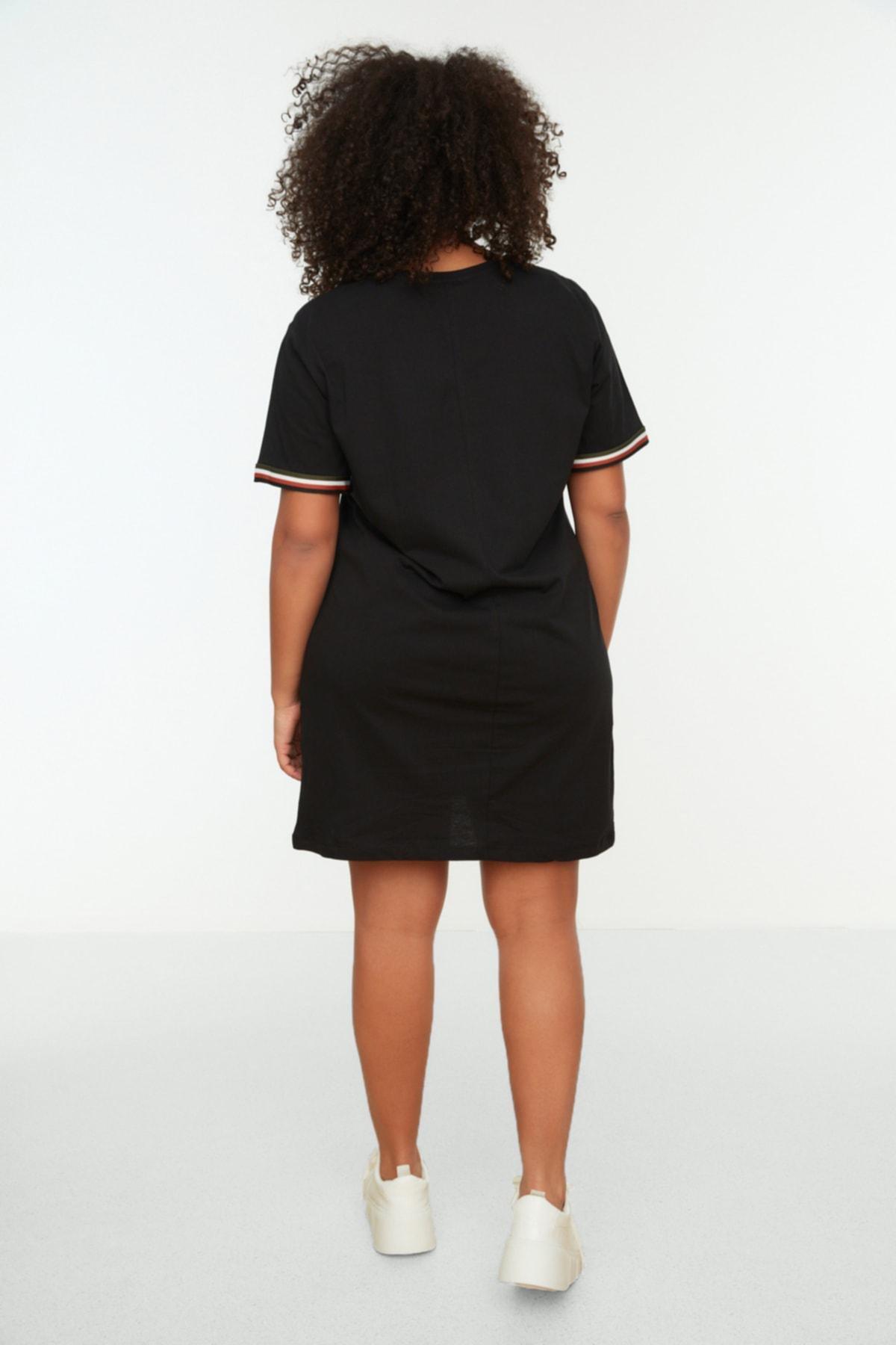 Black Basic Plus Size Mini Dress, , large image number 5