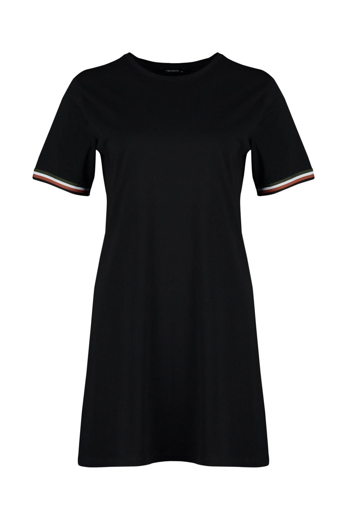 Black Basic Plus Size Mini Dress, , large image number 6
