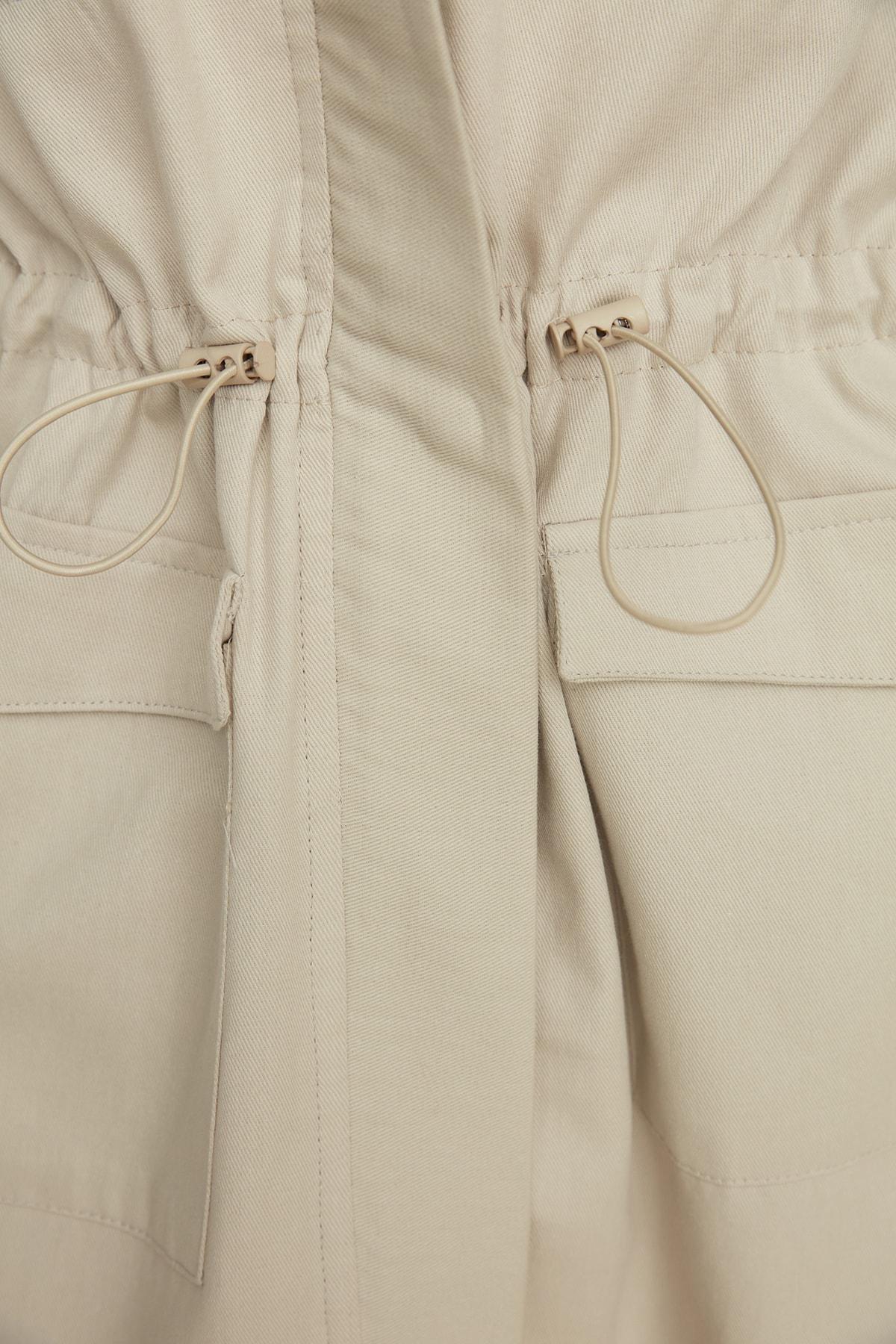 Beige Parkas Hooded Trench Coat, , large image number 2