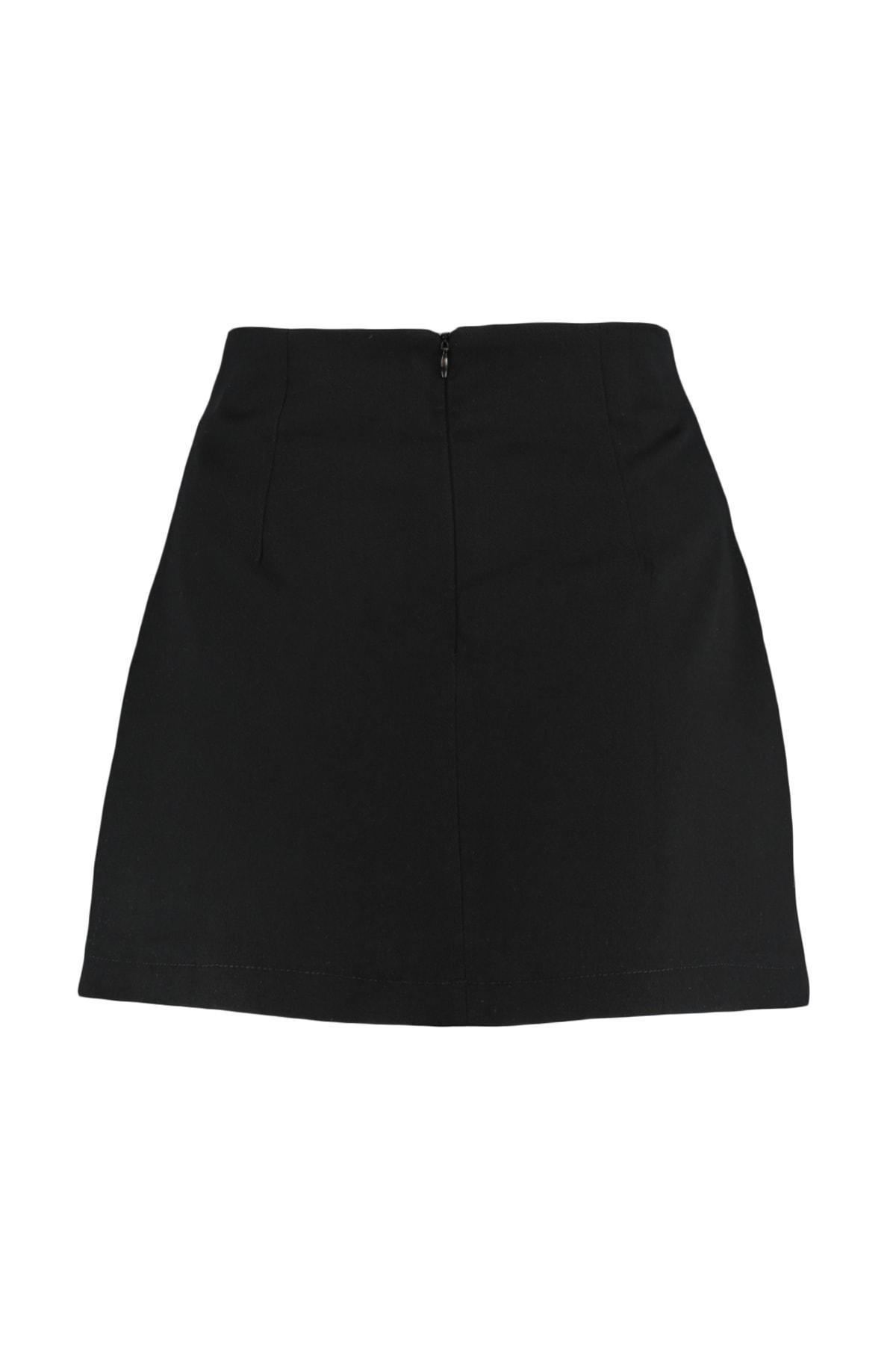 Black A-Line Mini Skirt, , large image number 6