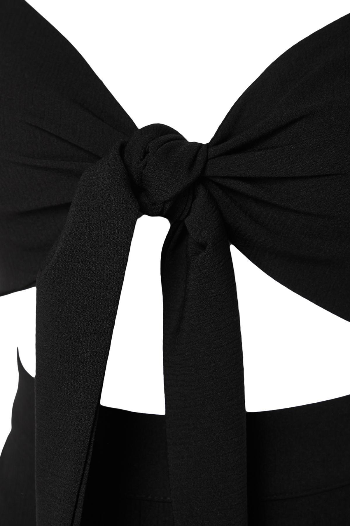 Black Woven Tie Down Co-Ord Set, , large image number 6