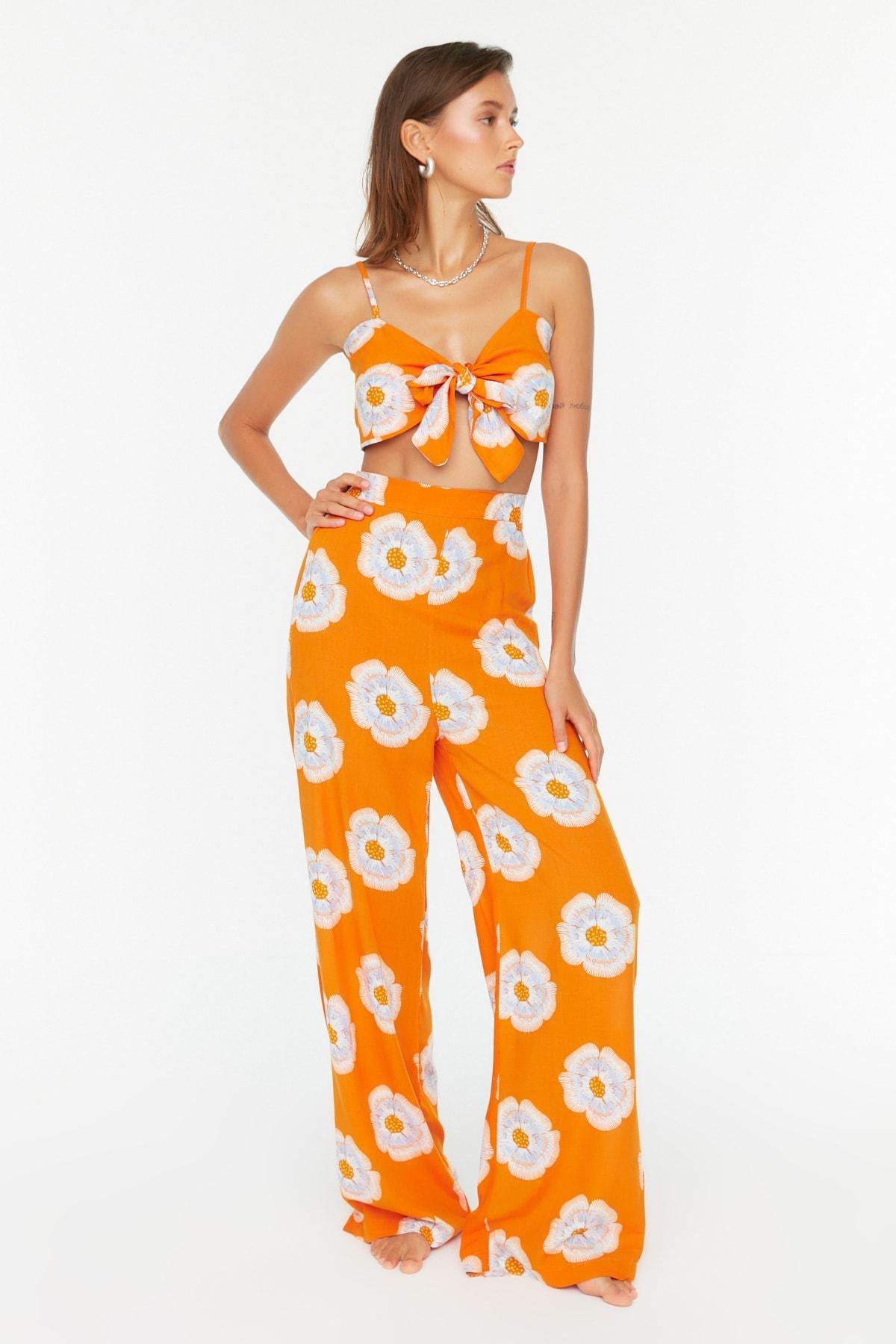 Orange Floral Co-Ord Set, , large image number 0