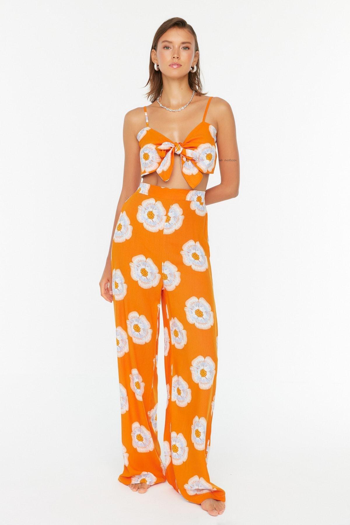 Orange Floral Co-Ord Set, , large image number 1