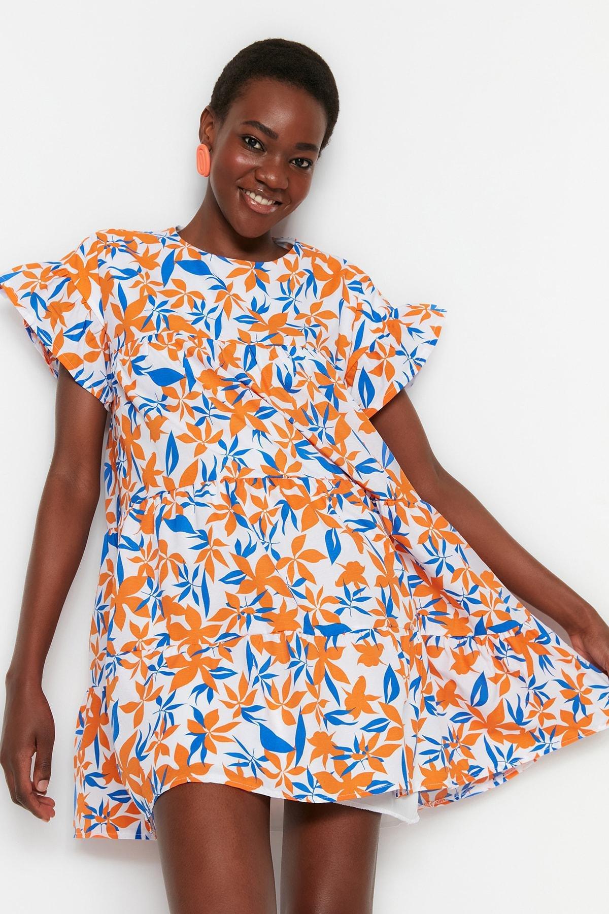 Multicolour Floral Shift Dress, Set Of 2, Ecru, large image number 1