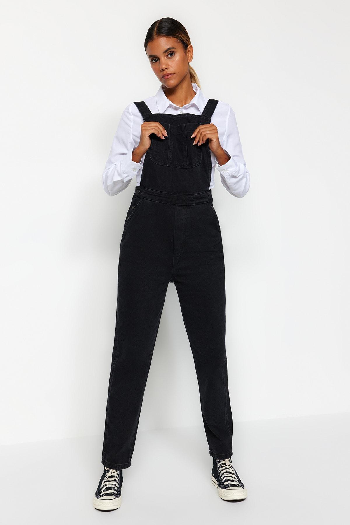 Black Square Collar Jumpsuit, , large image number 1