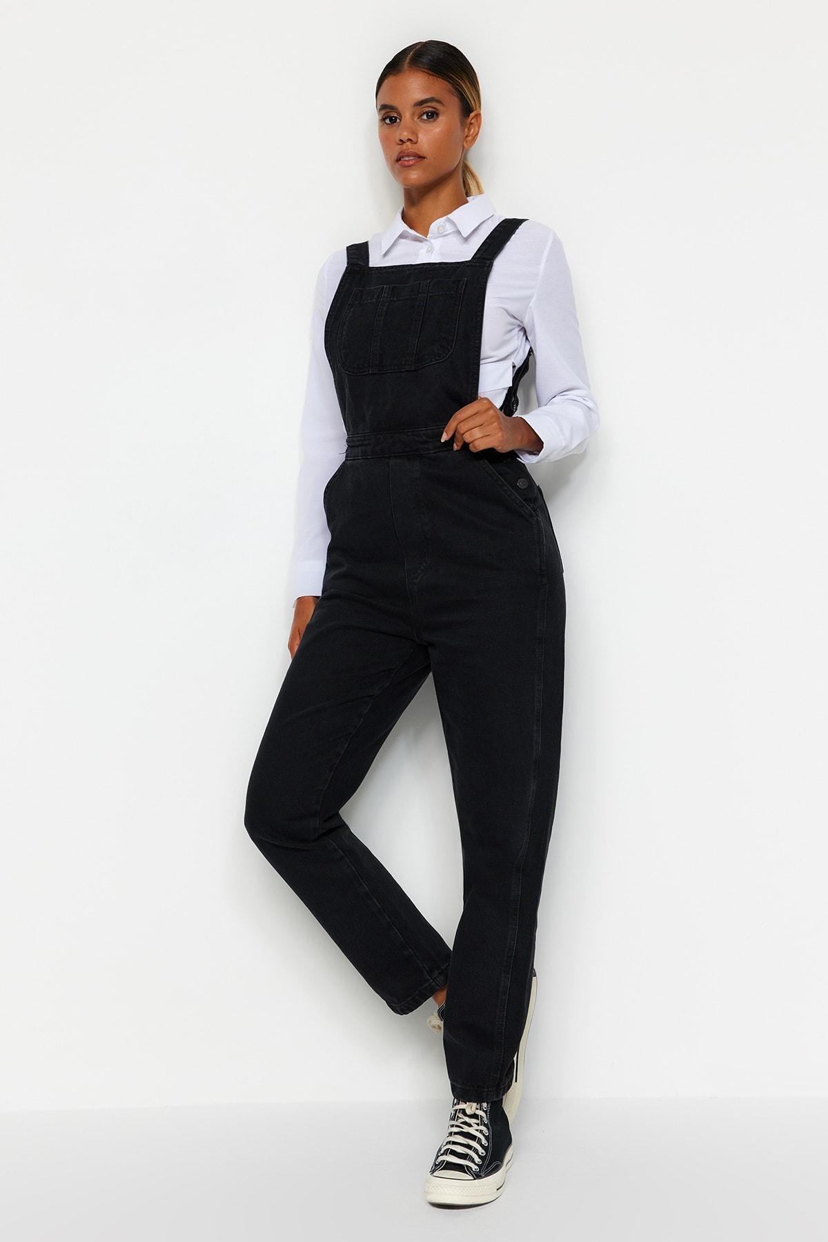 Black Square Collar Jumpsuit, , large image number 2