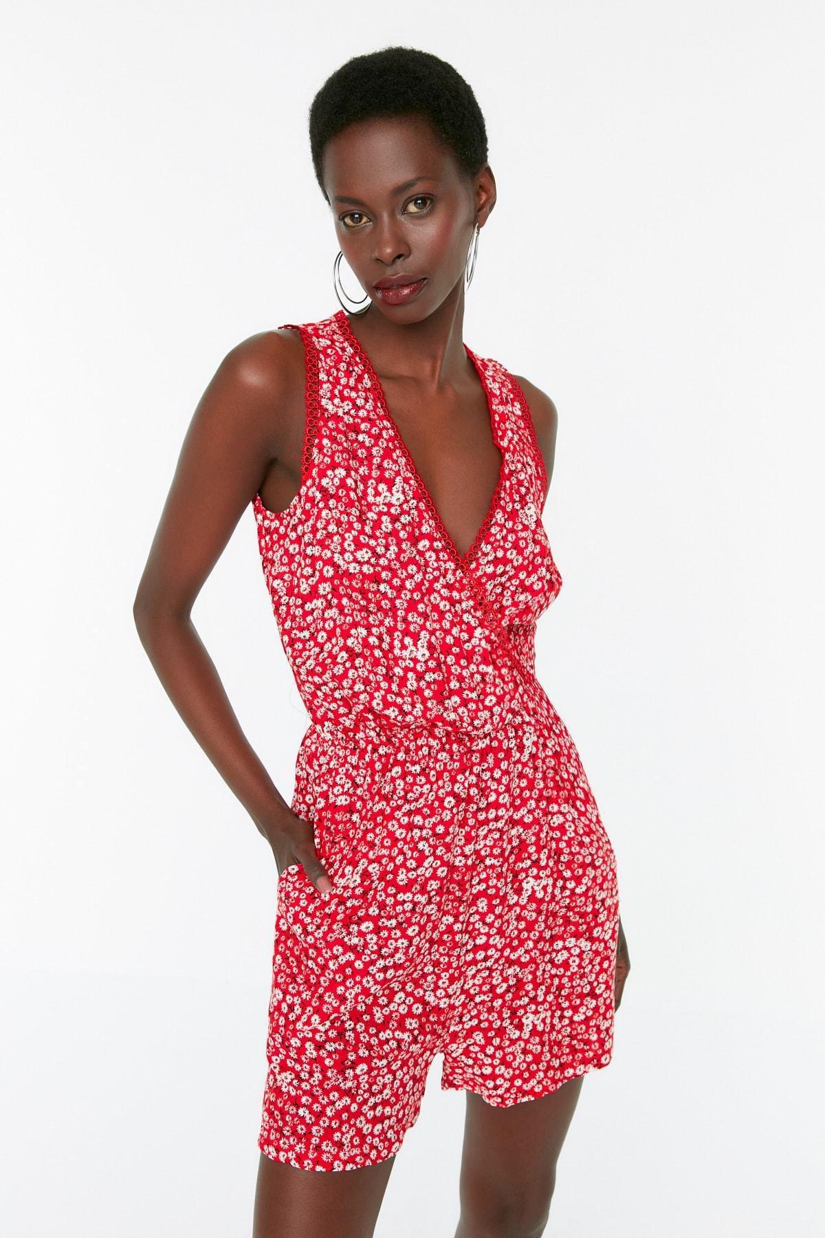 Red Double-Breasted Jumpsuit, , large image number 0