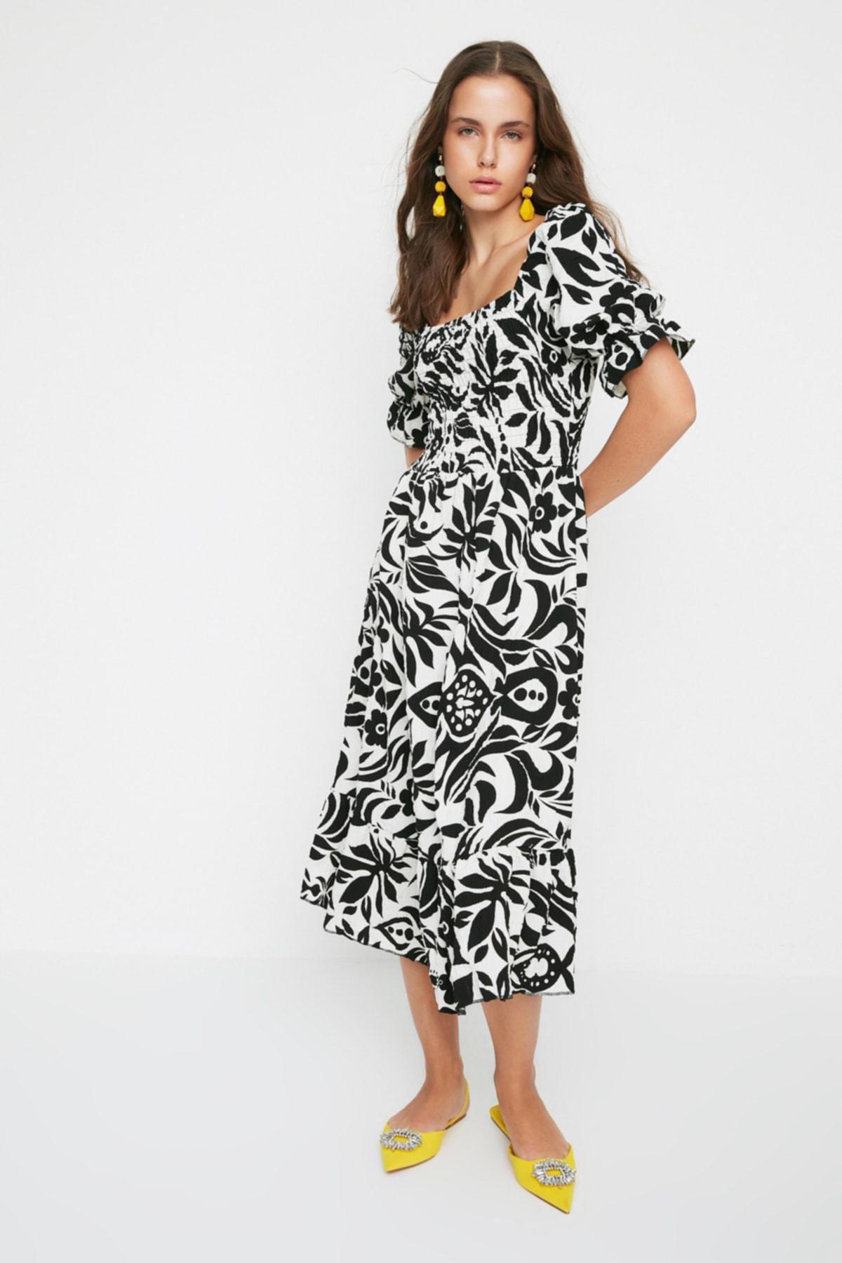 Black Floral Skater Dress, , large image number 3
