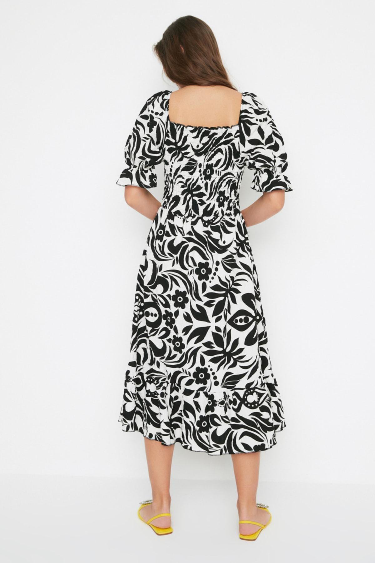 Black Floral Skater Dress, , large image number 4