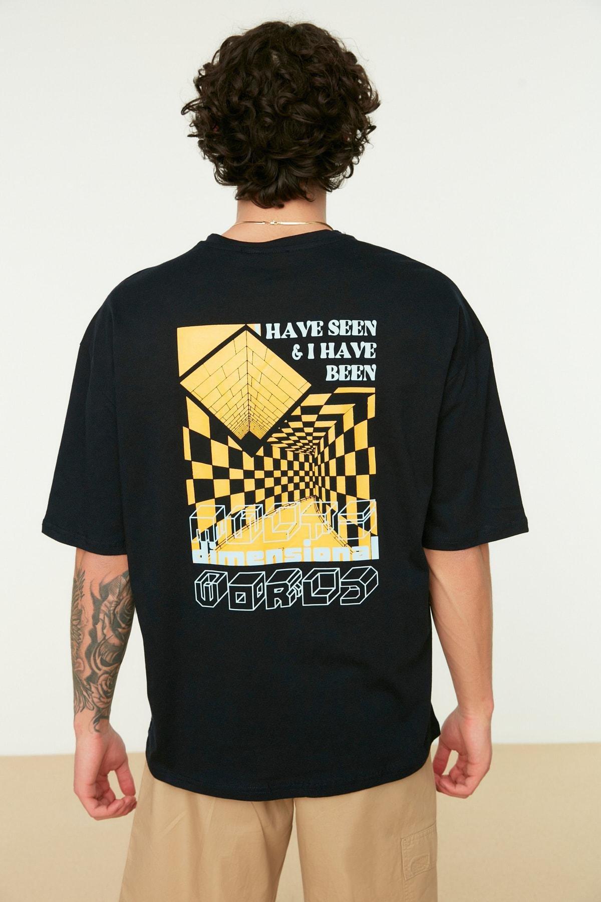 Navy Oversize Crew Neck T-Shirt, Dark blue, large image number 0