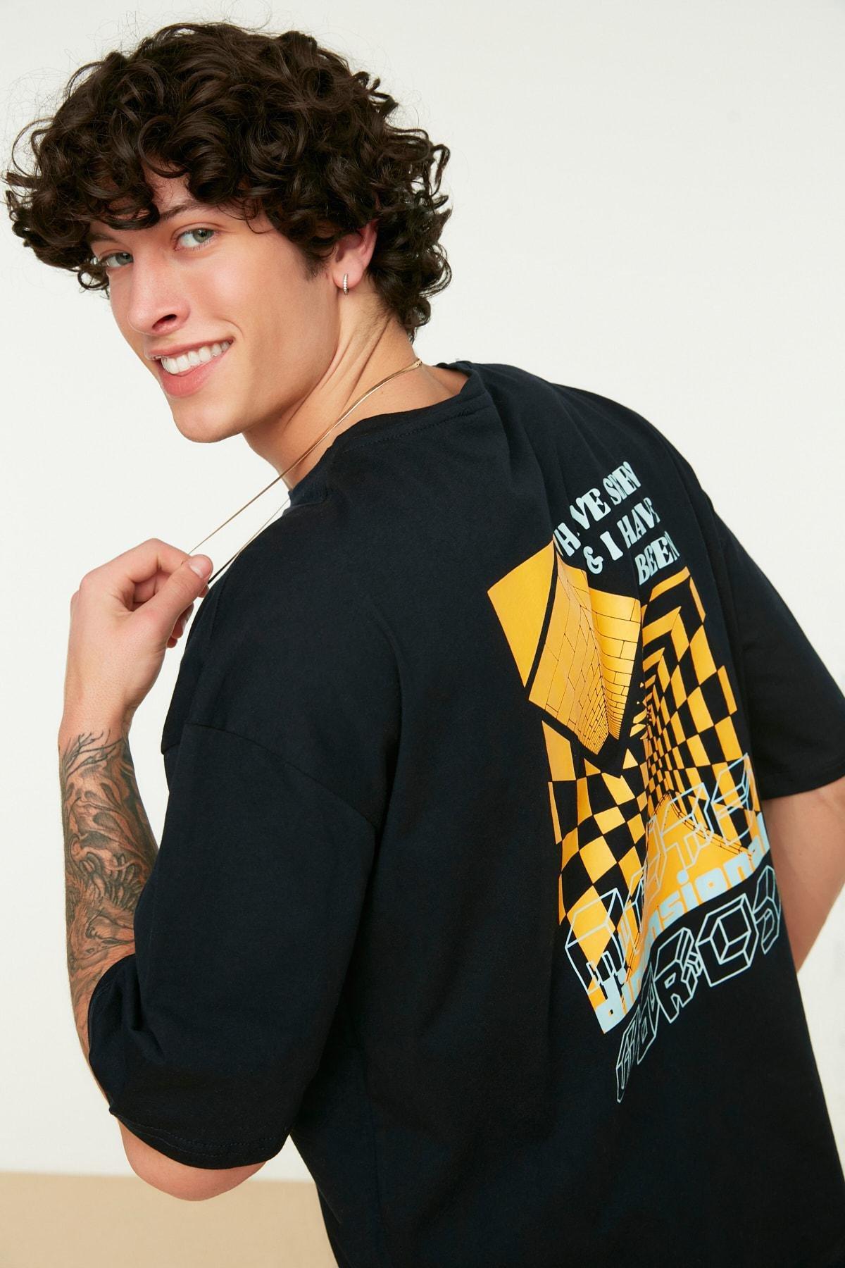 Navy Oversize Crew Neck T-Shirt, Dark blue, large image number 2