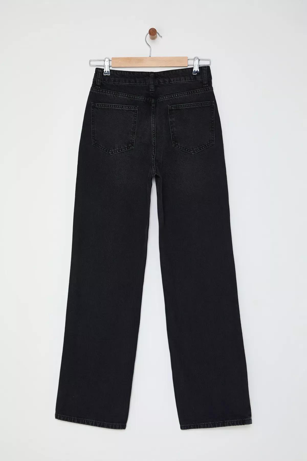 Black High-Waist Wide Jeans, BLACK, large image number 5