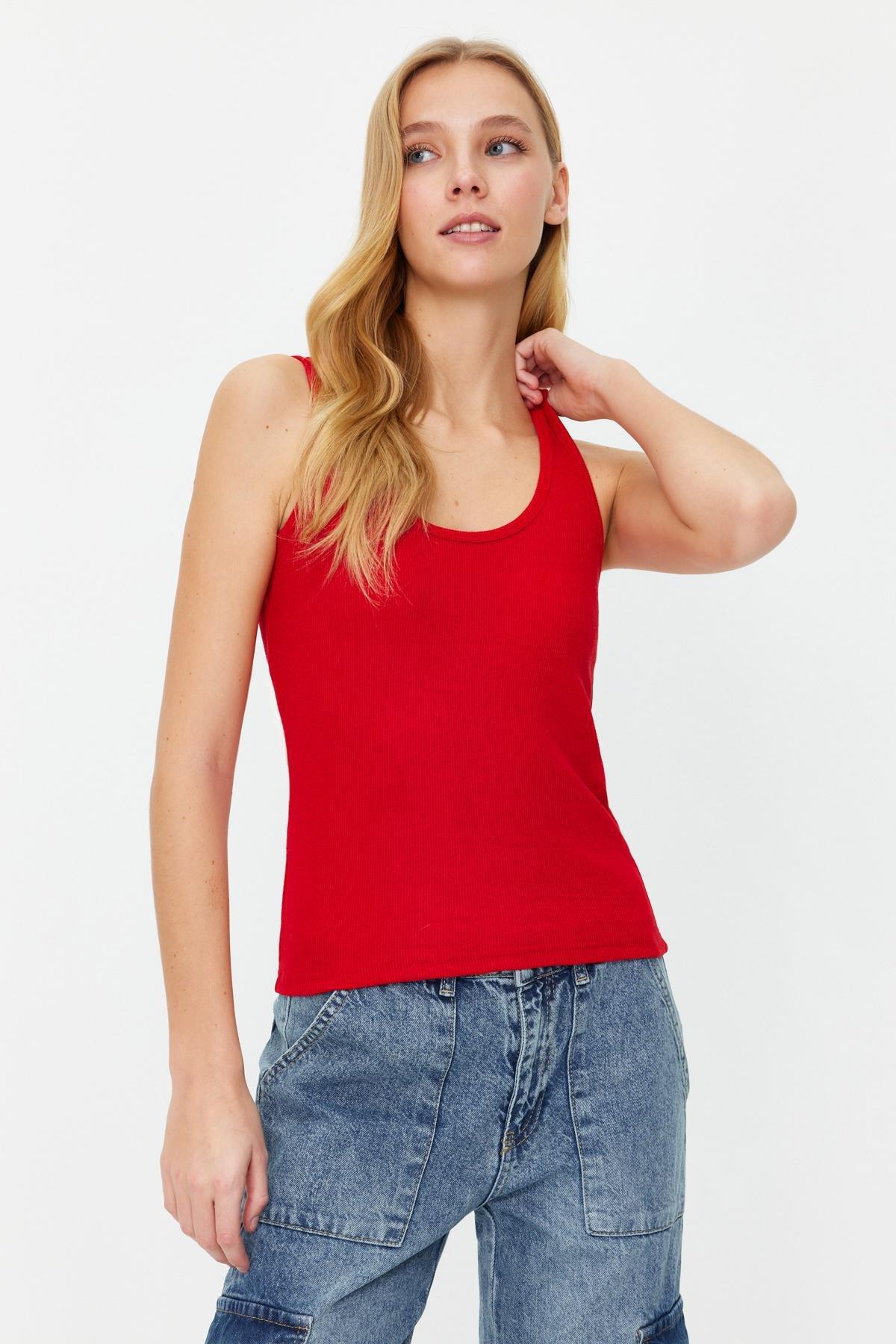 Red Pool Neck Knitted Undershirt, , large image number 0