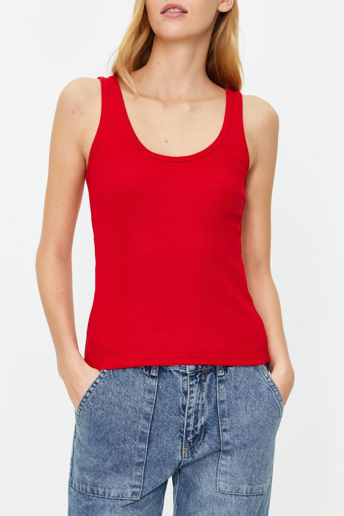 Red Pool Neck Knitted Undershirt, , large image number 2