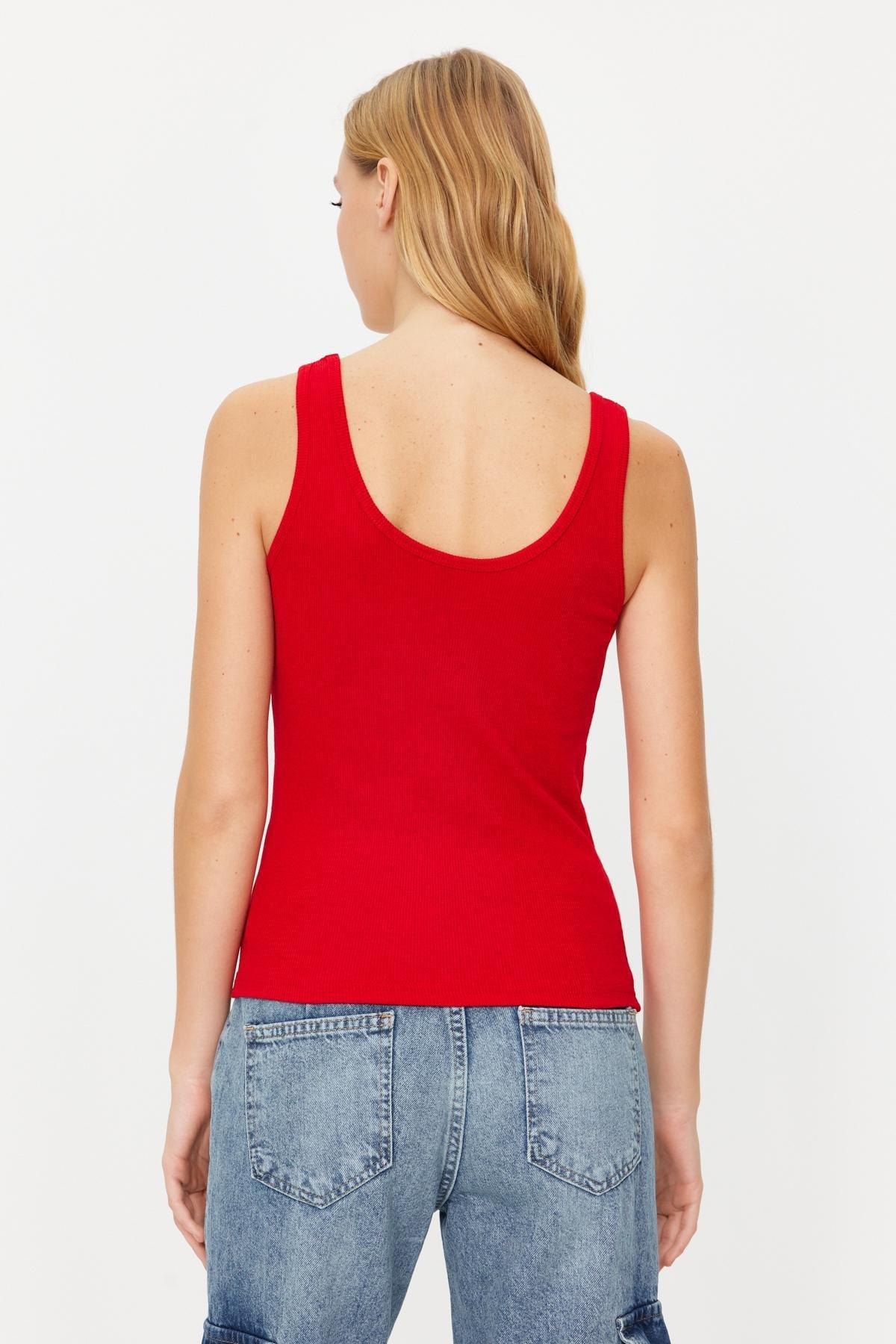 Red Pool Neck Knitted Undershirt, , large image number 4