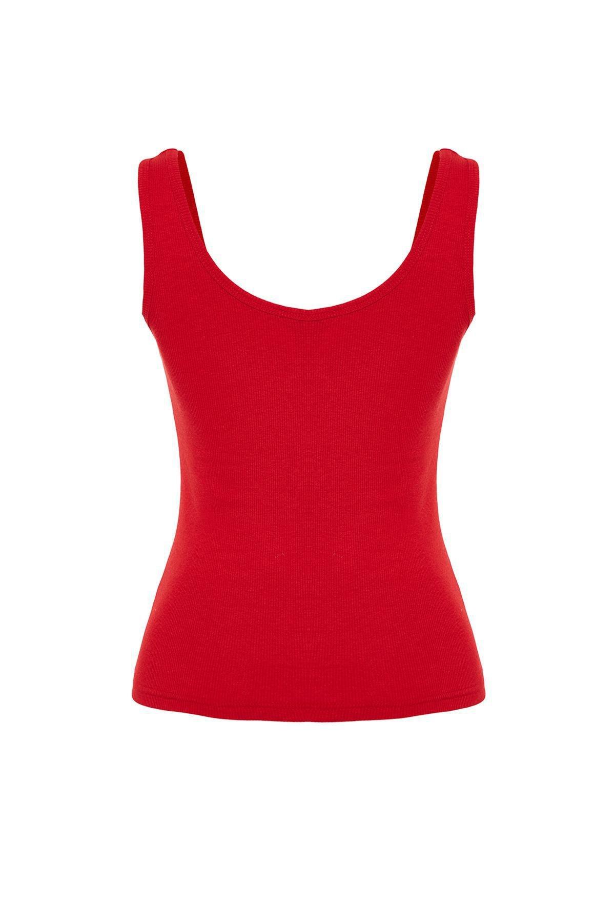 Red Pool Neck Knitted Undershirt, , large image number 6