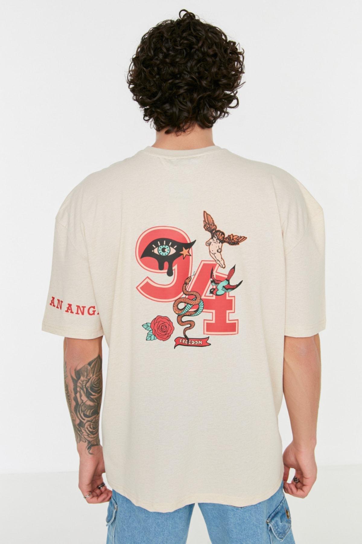 Gray Printed Oversize T-Shirt, , large image number 1