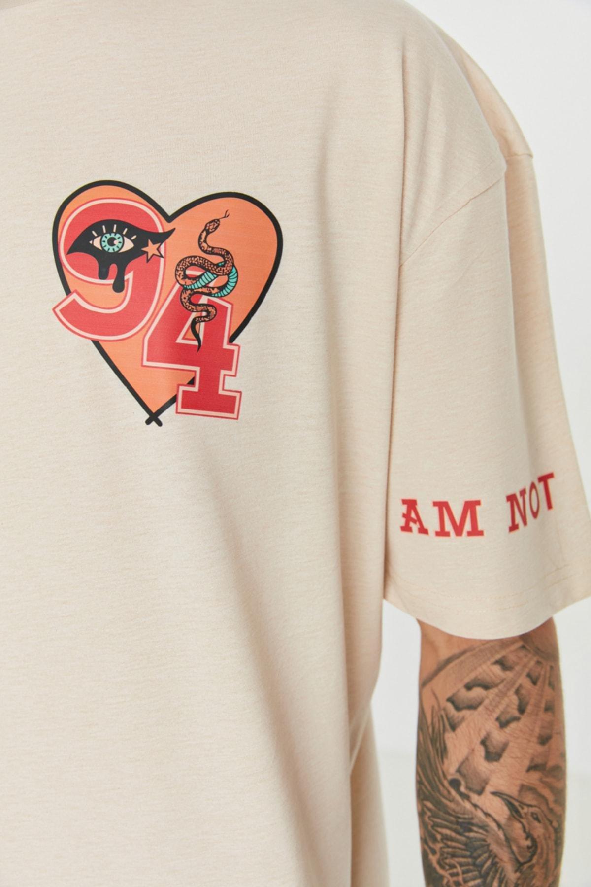 Gray Printed Oversize T-Shirt, , large image number 4