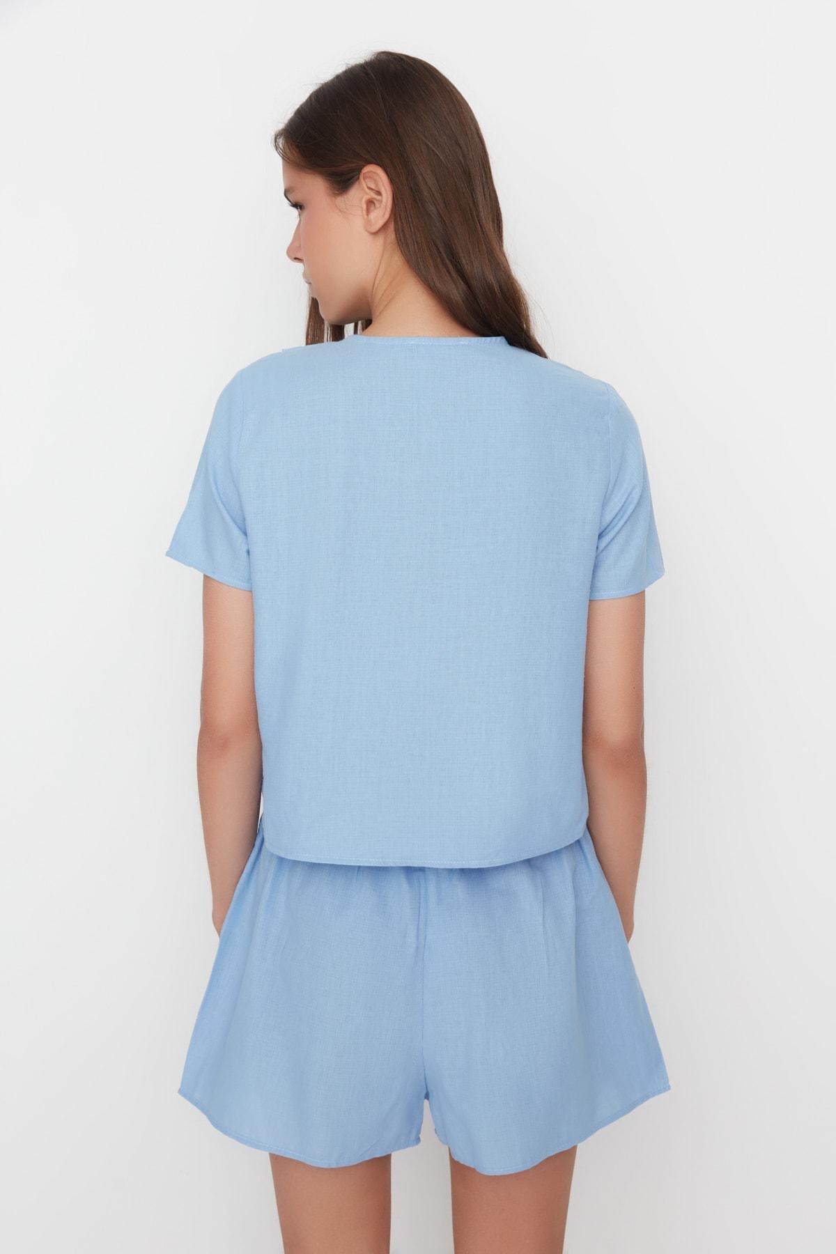 Blue Plain Pajama Set, , large image number 2