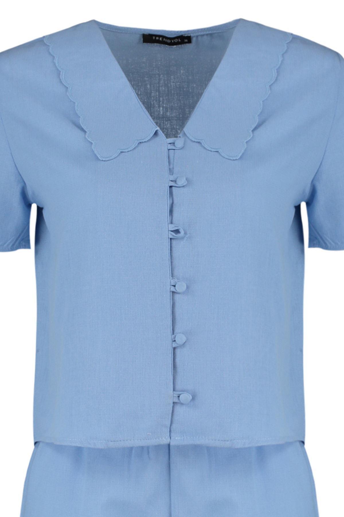 Blue Plain Pajama Set, , large image number 6