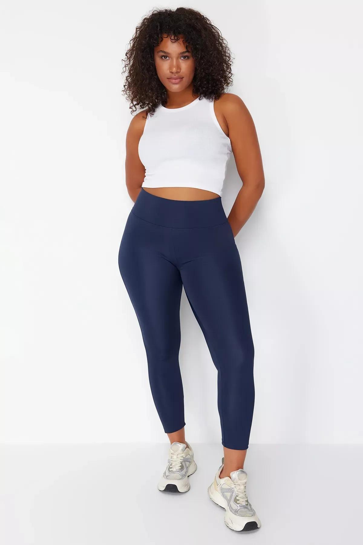Navy Knitted Gathering Sports Tights, , large image number 0