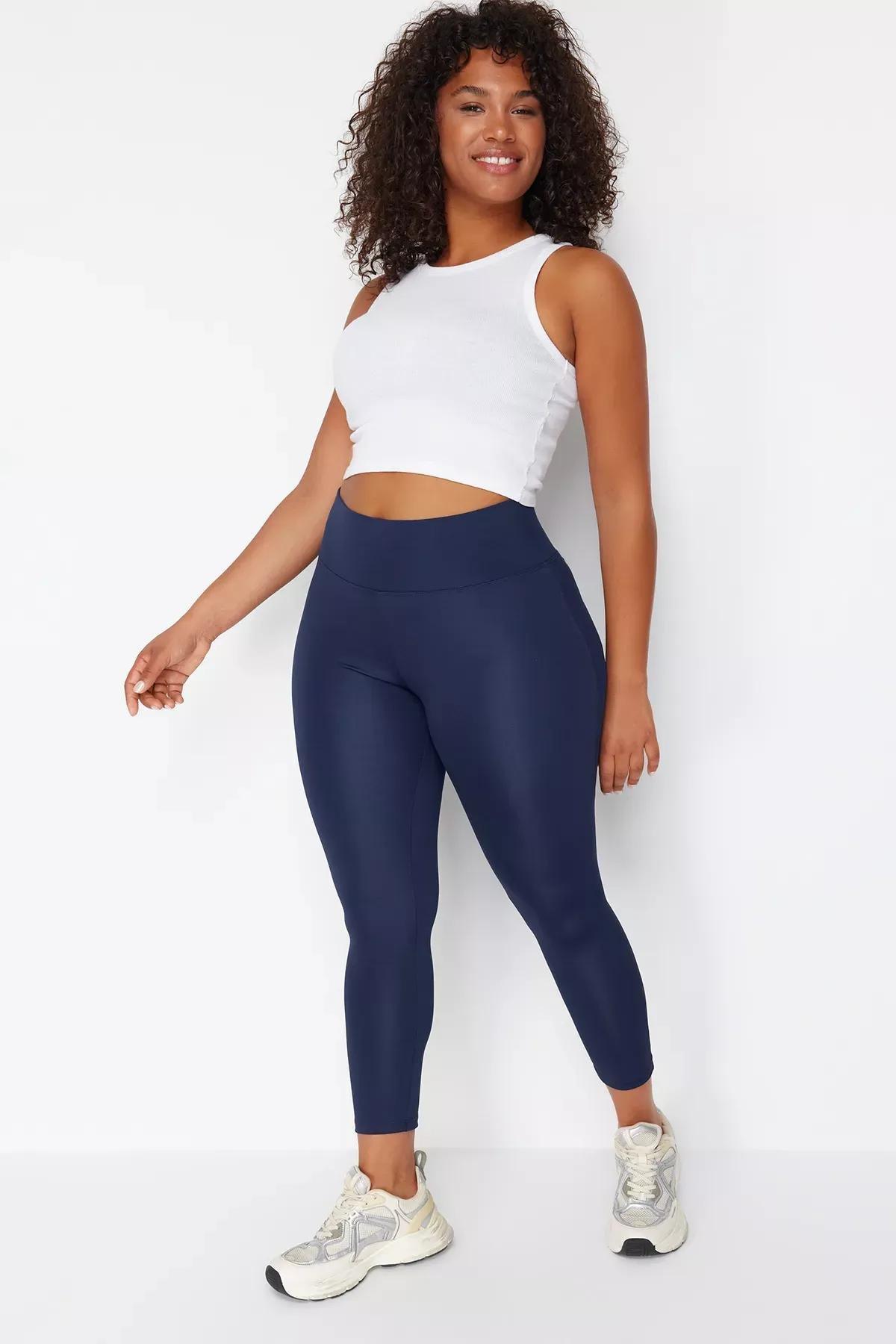 Navy Knitted Gathering Sports Tights, , large image number 1
