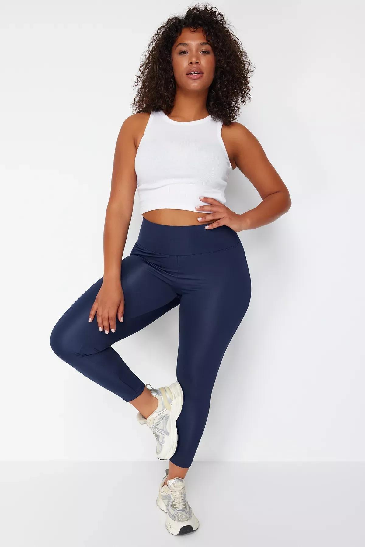 Navy Knitted Gathering Sports Tights, , large image number 2