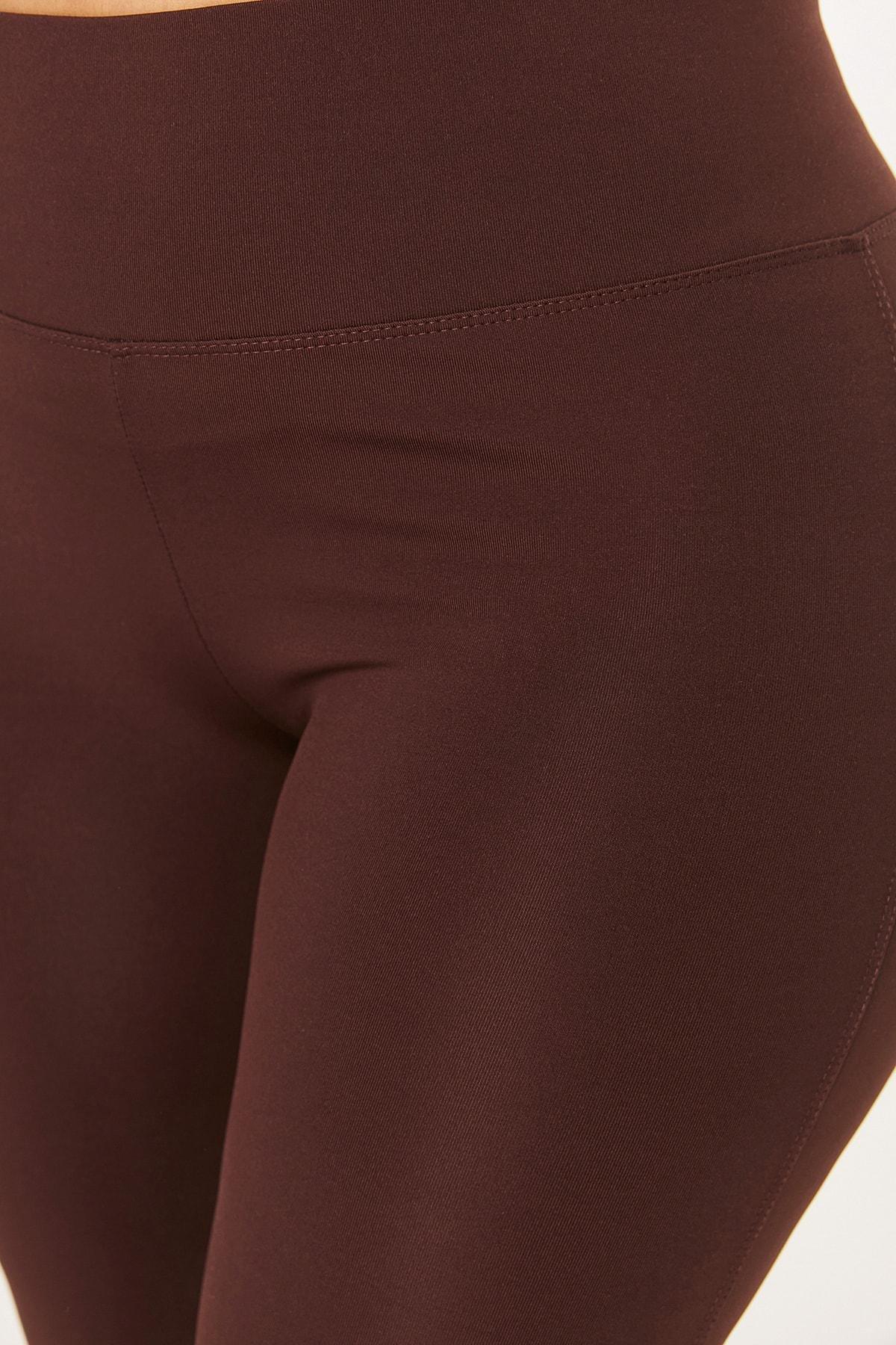 Brown High Waist Plus Size Leggings, , large image number 4