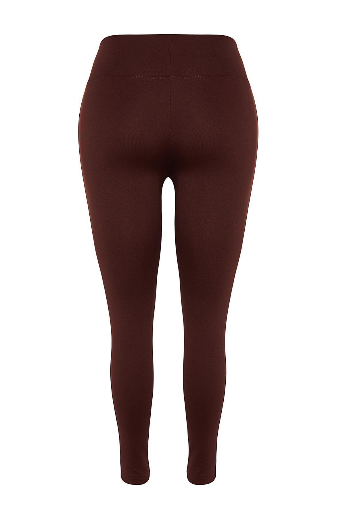Brown High Waist Plus Size Leggings, , large image number 6