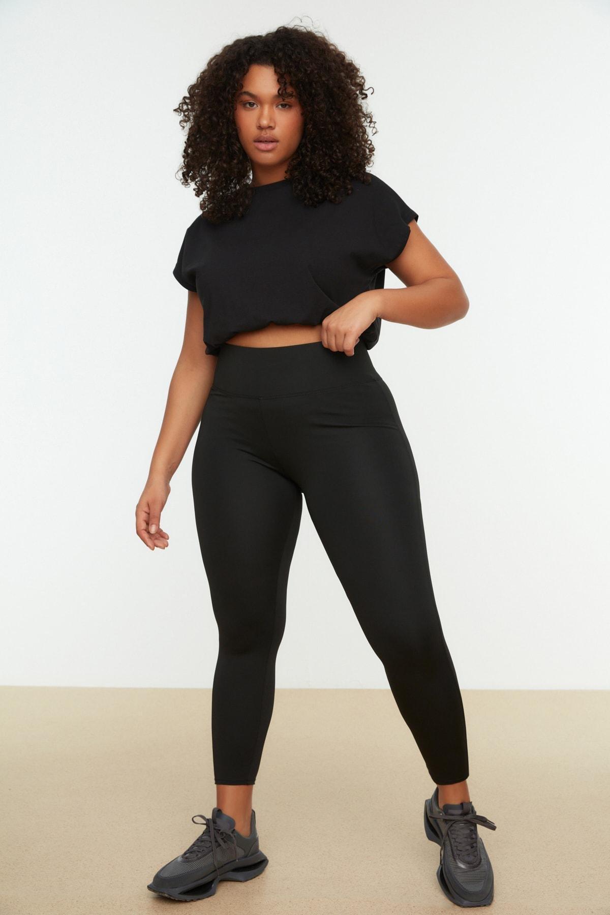 Black Plus Size Leggings, , large image number 0