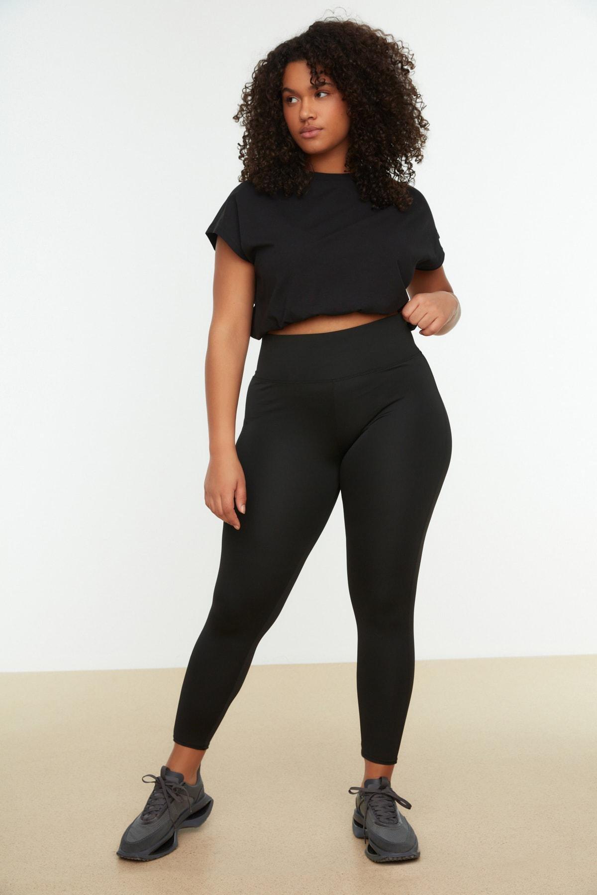 Black Plus Size Leggings, , large image number 1