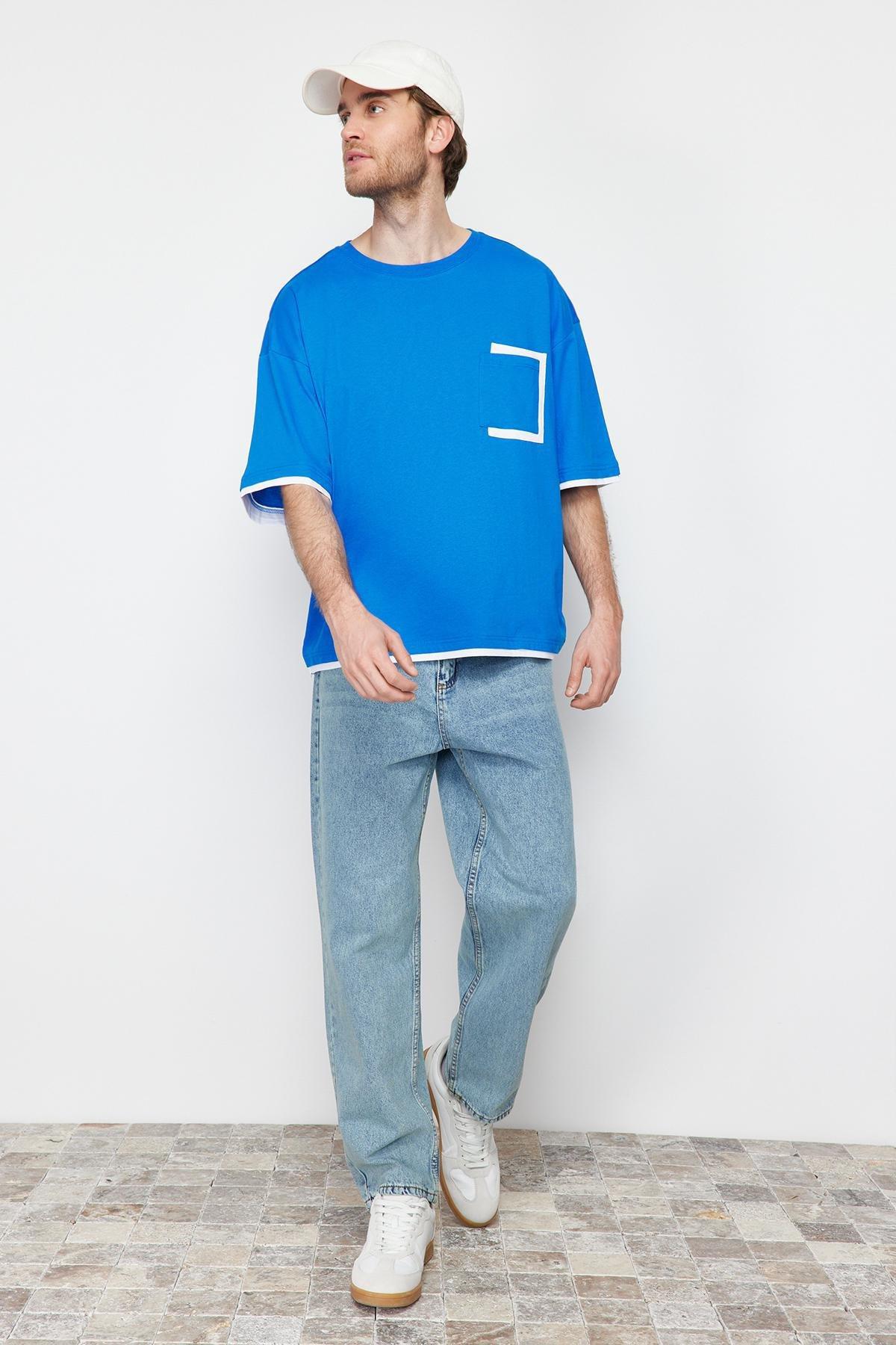 Blue Oversize T-Shirt, Blue, large image number 0