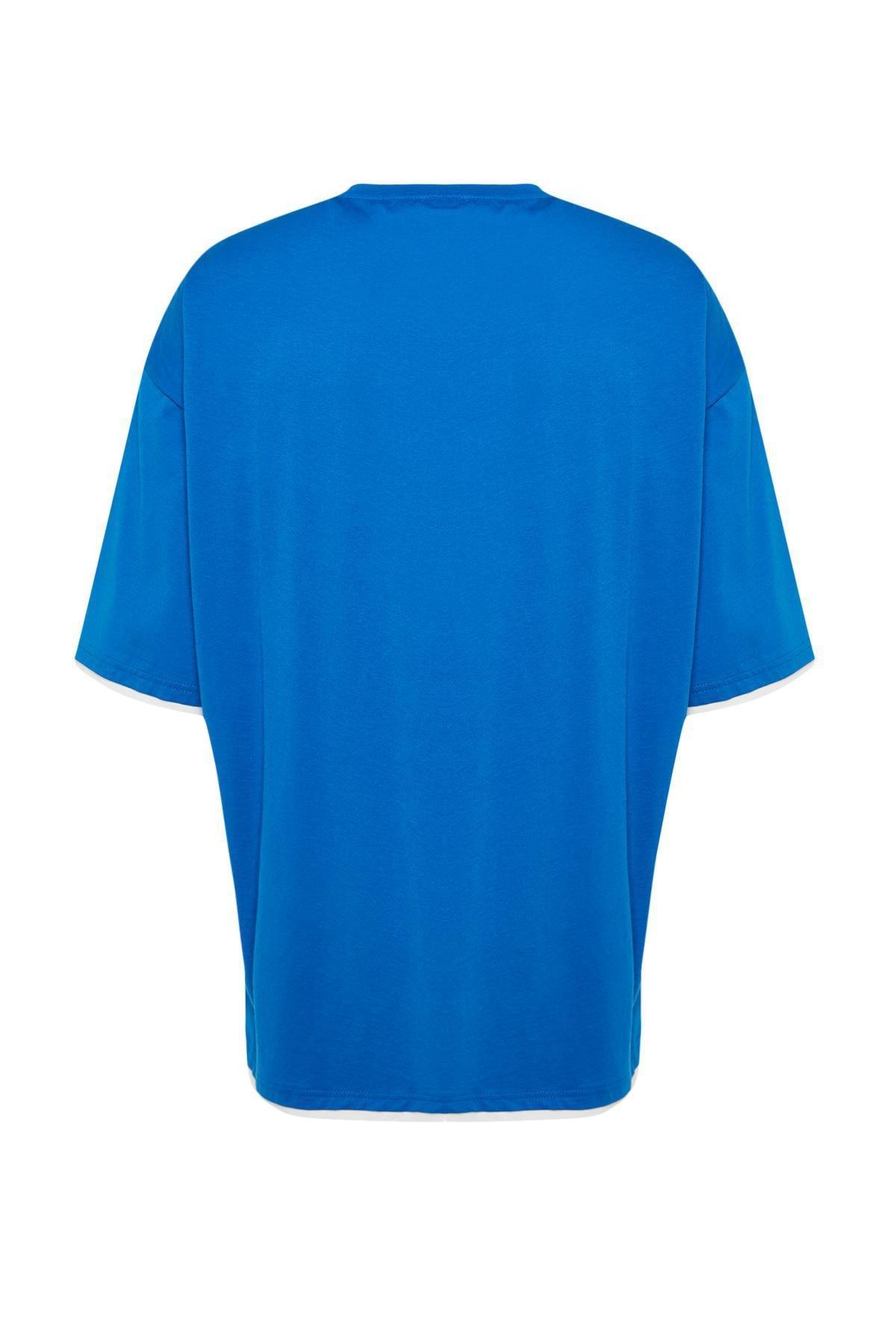Blue Oversize T-Shirt, Blue, large image number 6