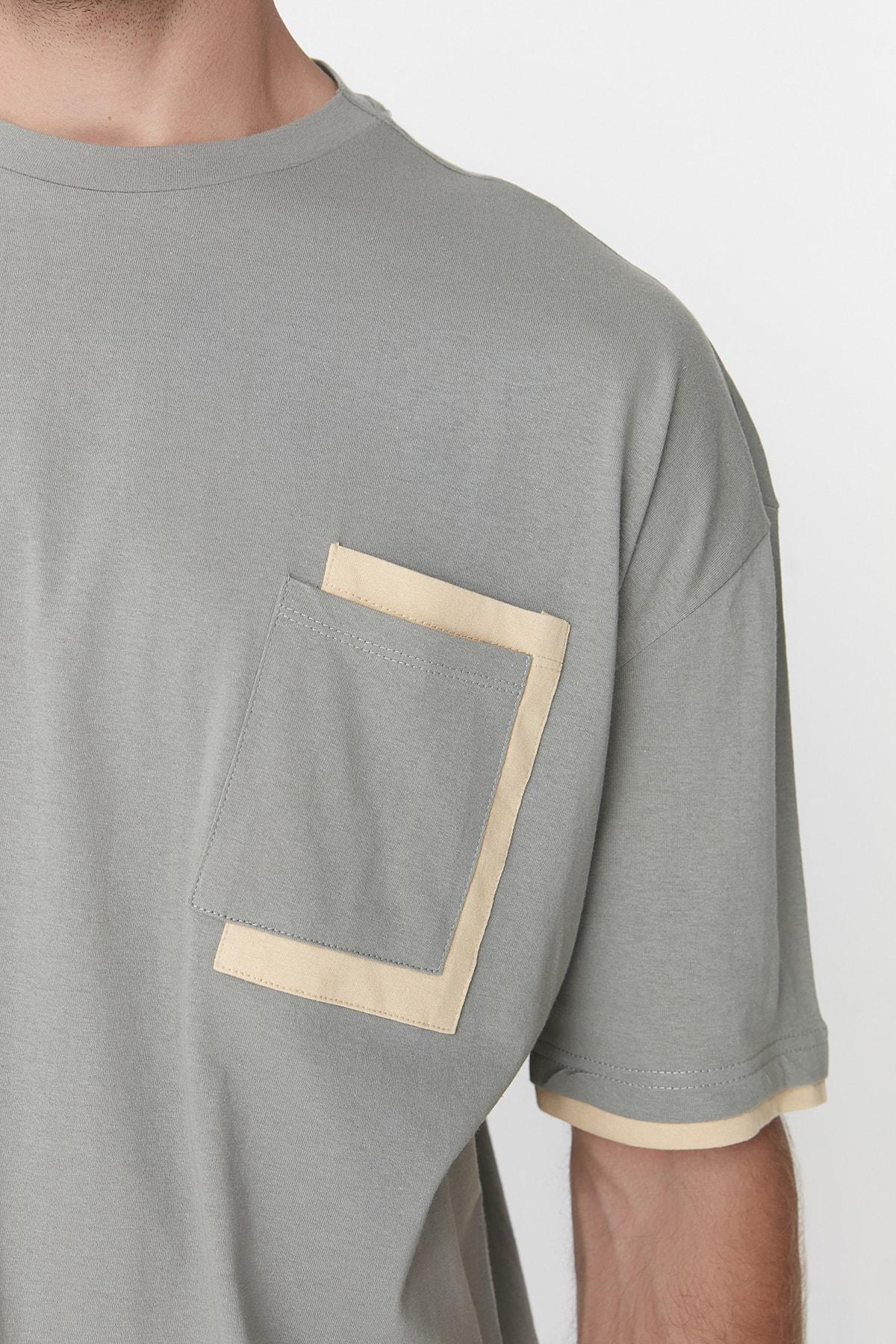 Khaki Oversize Crew Neck Tshirt, , large image number 5
