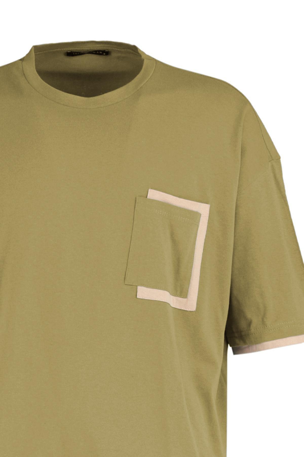 Khaki Oversize Crew Neck Tshirt, , large image number 9