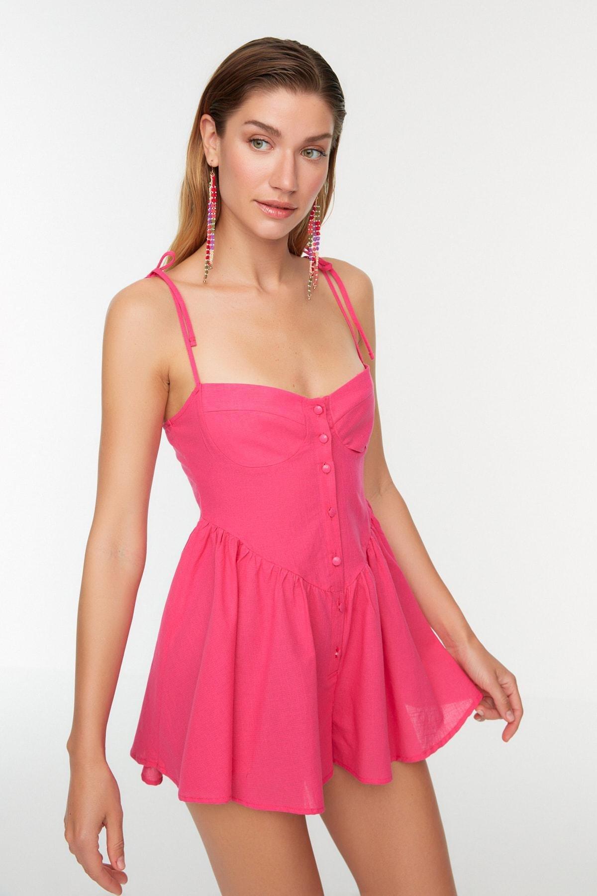 Pink V Neck Jumpsuit, , large image number 1