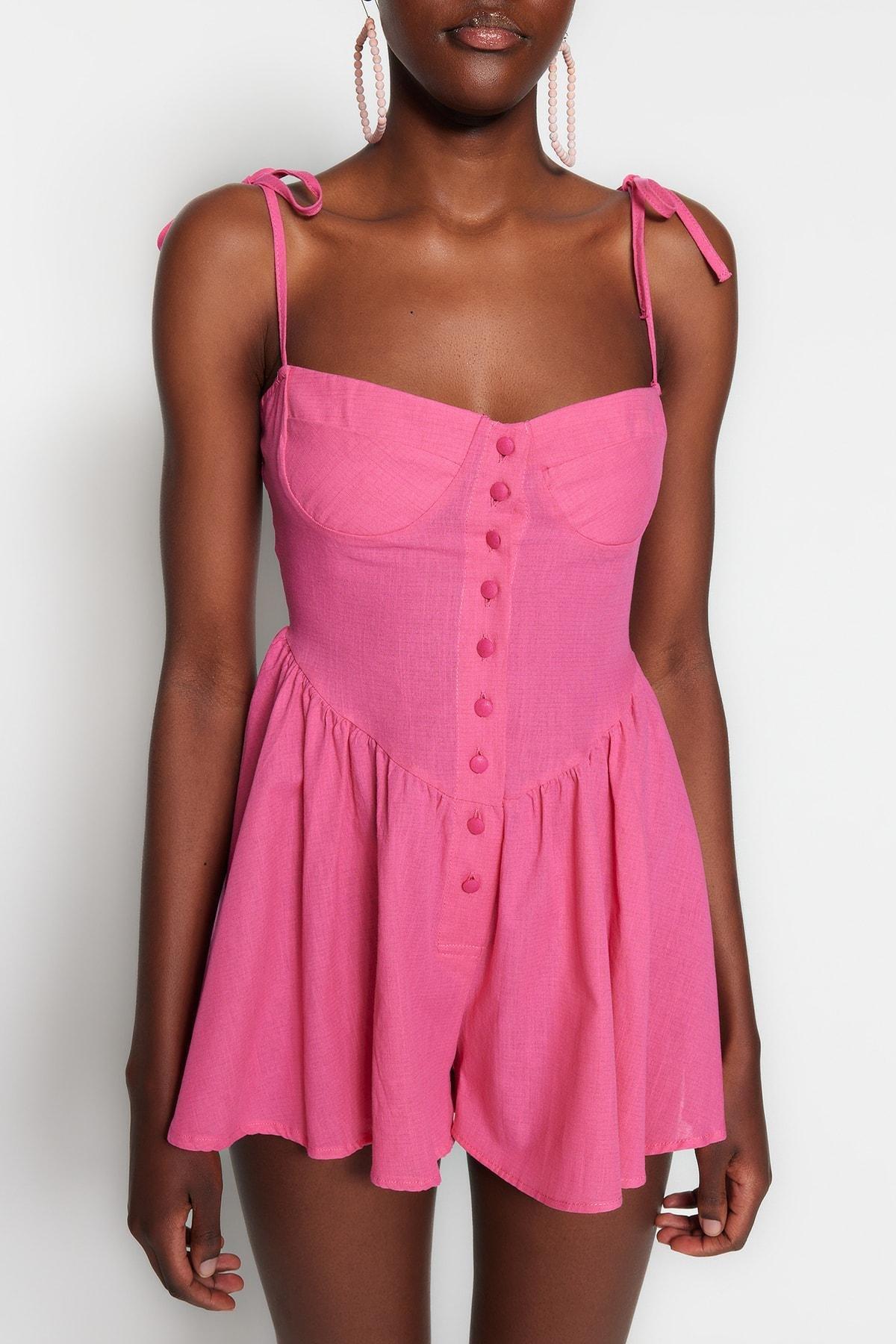 Pink V Neck Jumpsuit, , large image number 6