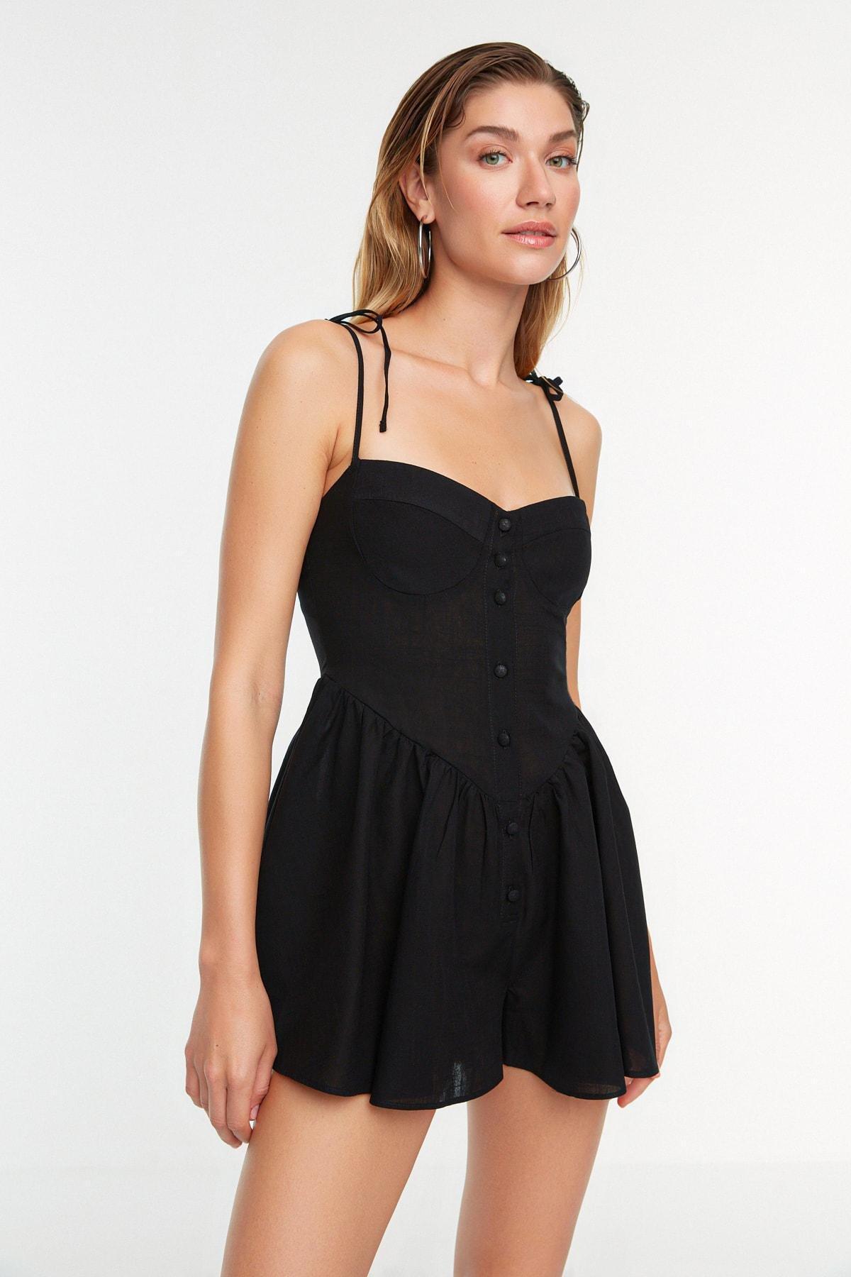 Black V Neck Jumpsuit, , large image number 0