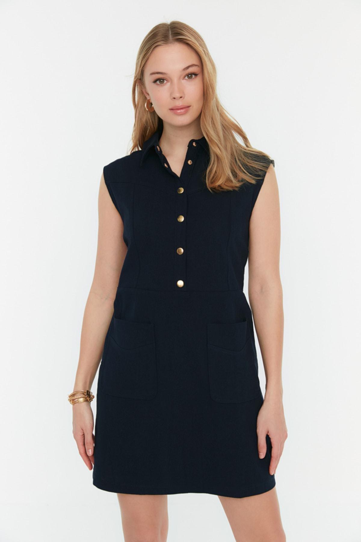 Navy Relaxed Shift Dress, Dark blue, large image number 1