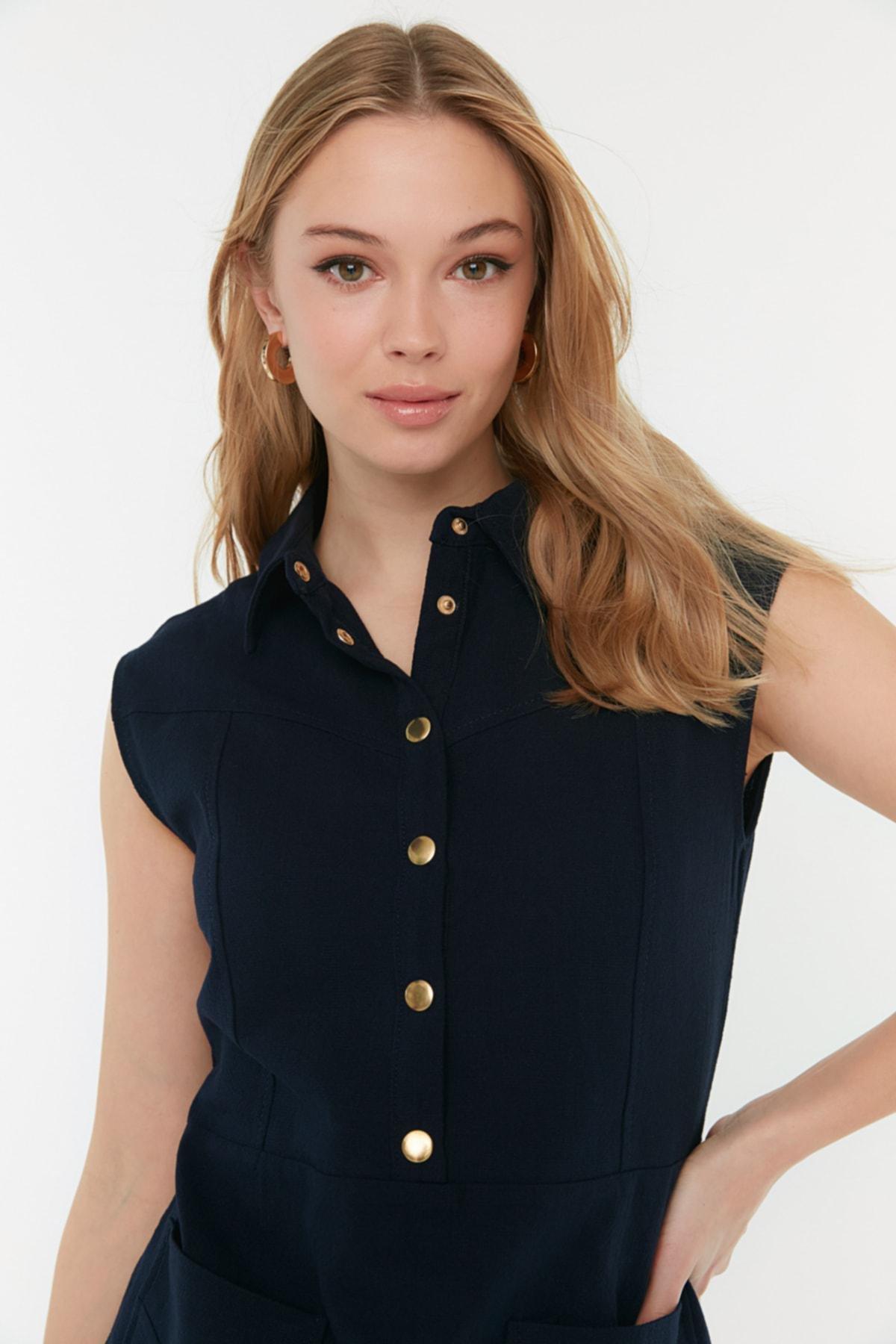 Navy Relaxed Shift Dress, Dark blue, large image number 2