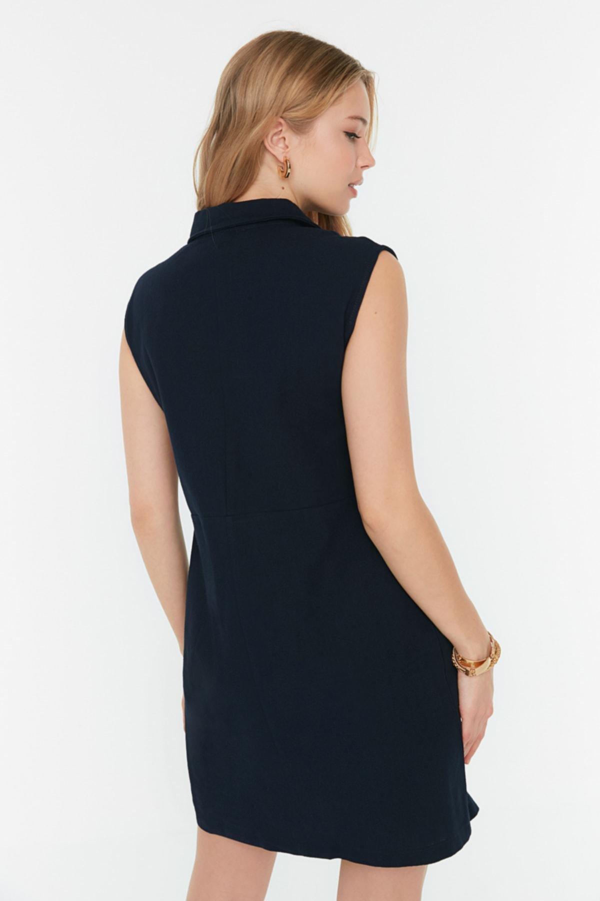 Navy Relaxed Shift Dress, Dark blue, large image number 4