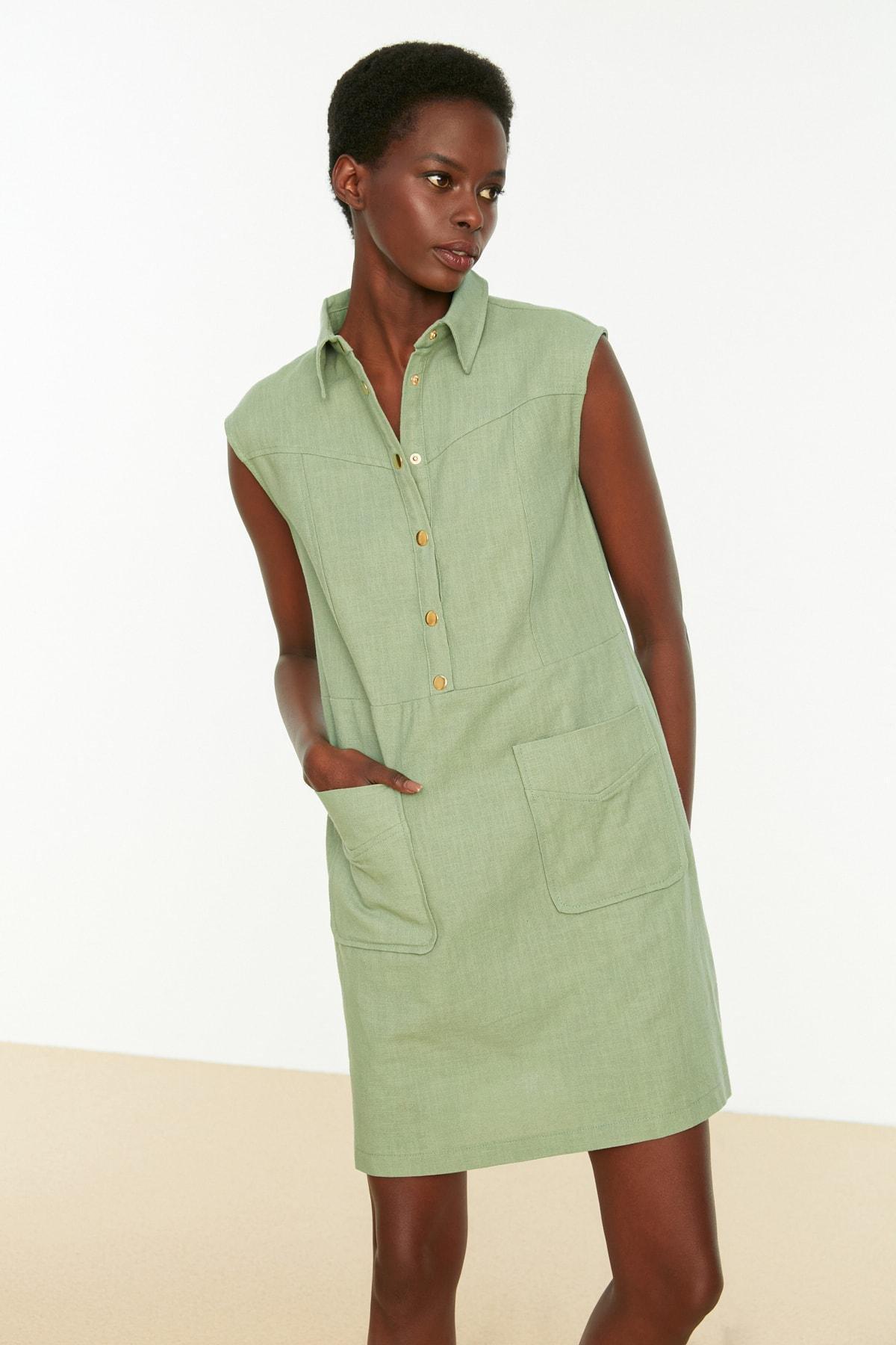 Green Relaxed Shift Dress, , large image number 1