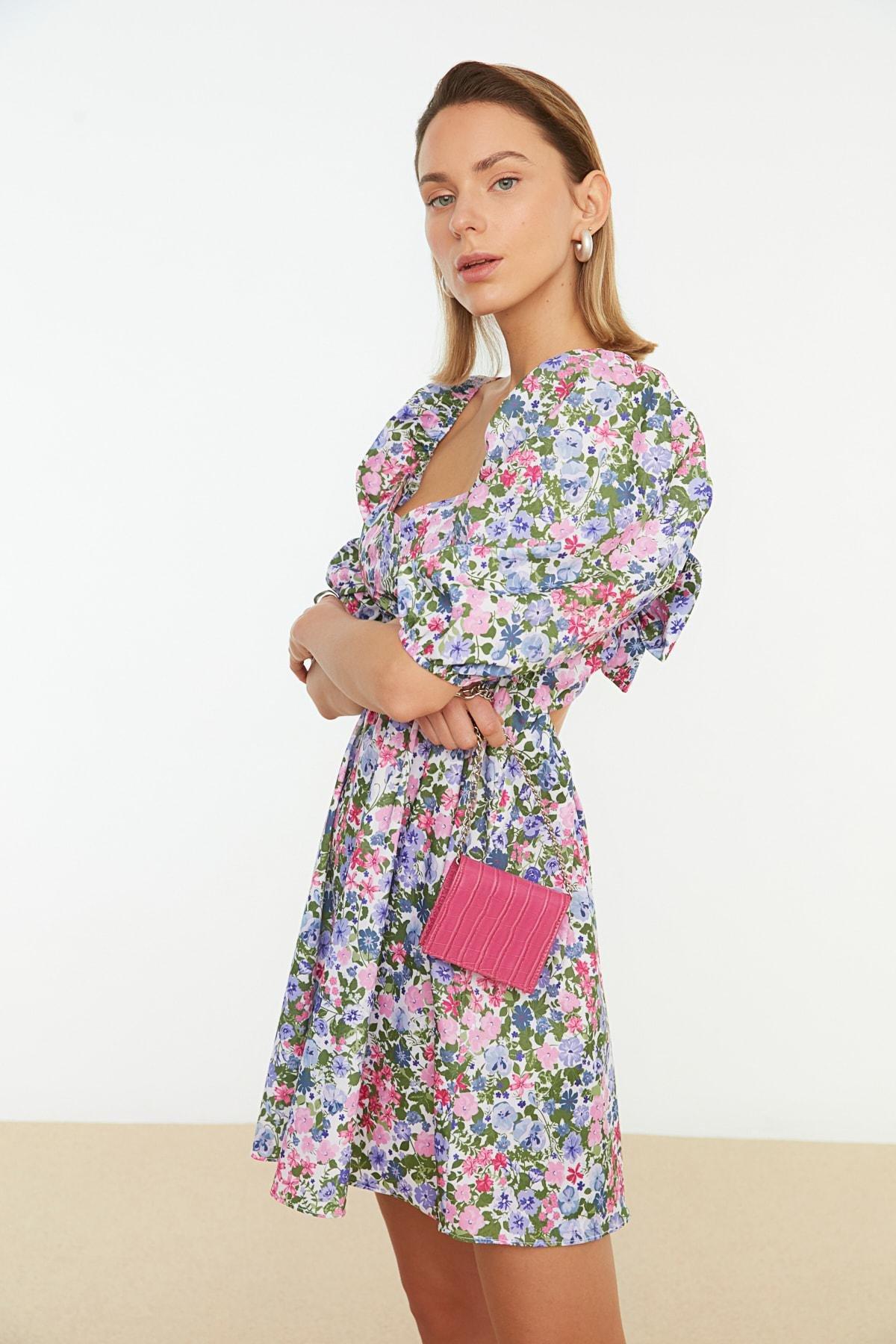 Multicolour Floral Skater Dress, , large image number 3