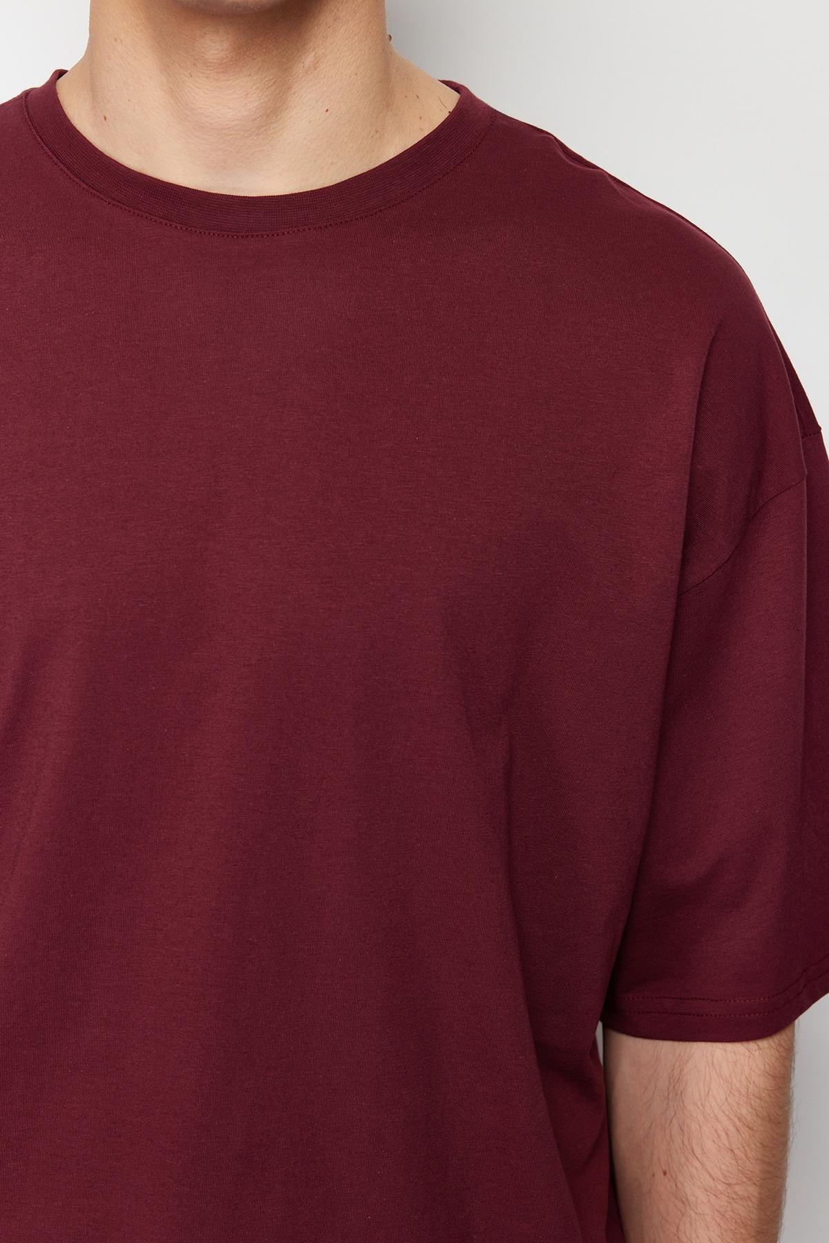 Burgundy Oversized Cotton T-Shirt, , large image number 6