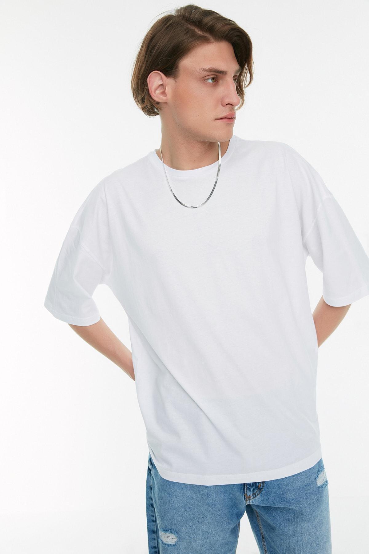 White Crew Neck Oversize Tshirt, , large image number 0