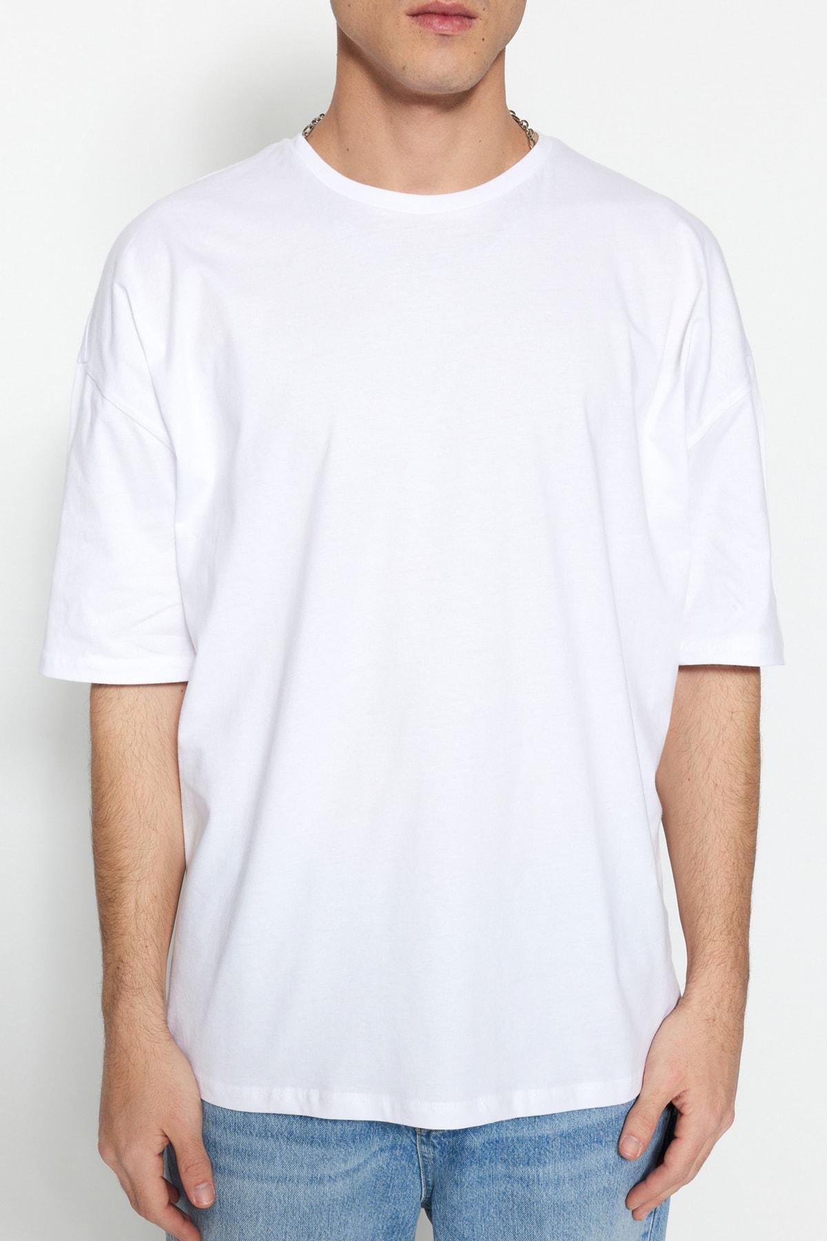 White Crew Neck Oversize Tshirt, , large image number 1