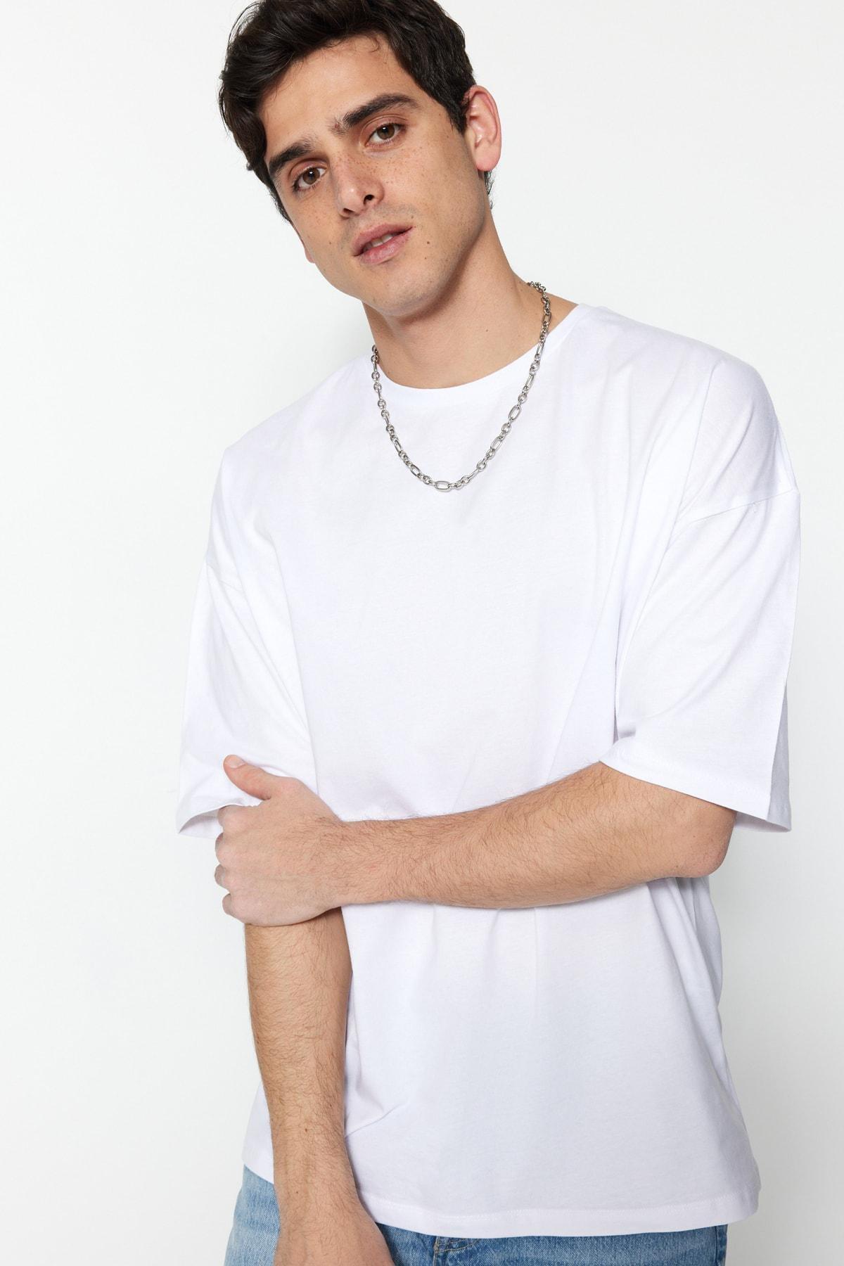White Crew Neck Oversize Tshirt, , large image number 2