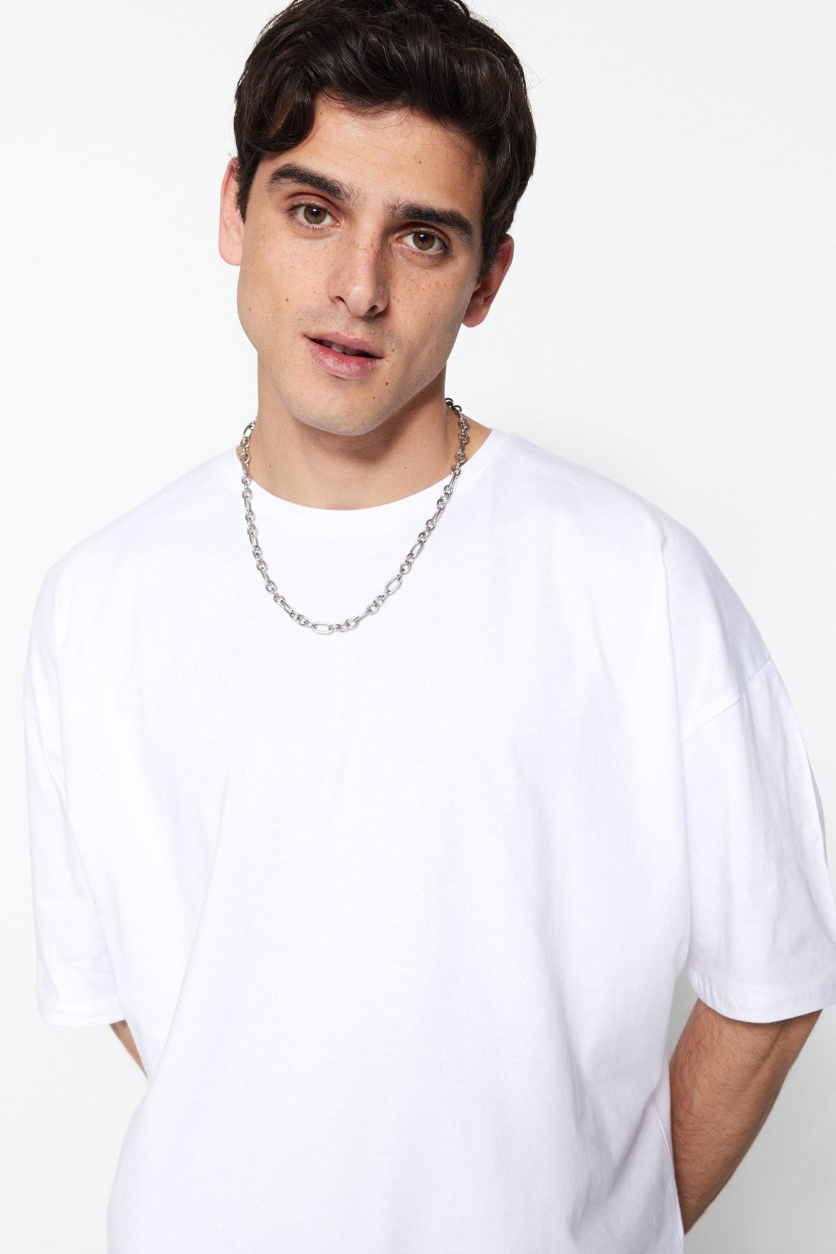 White Crew Neck Oversize Tshirt, , large image number 4